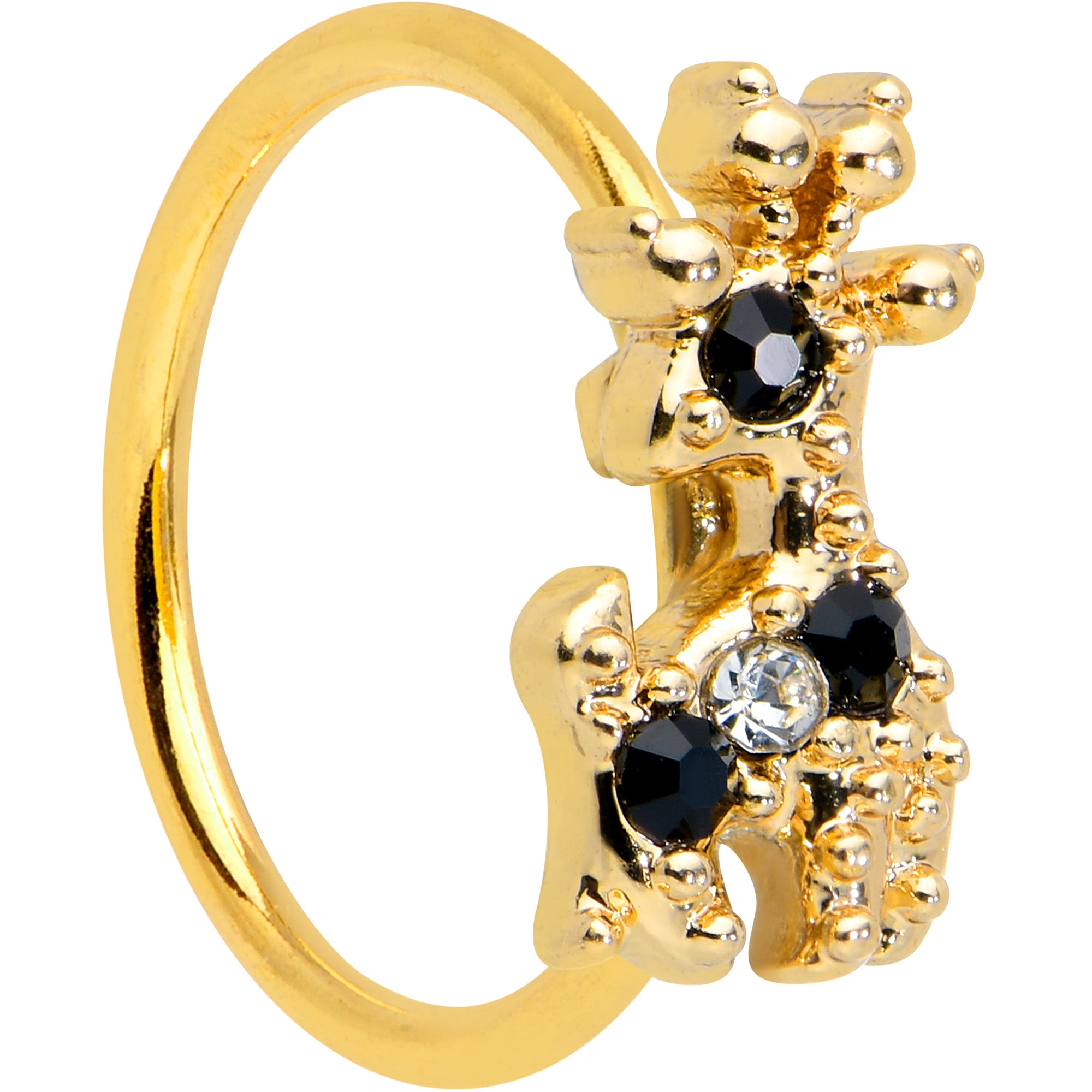 20G 5/16 Black Gem Decadent Deer Nose Hoop