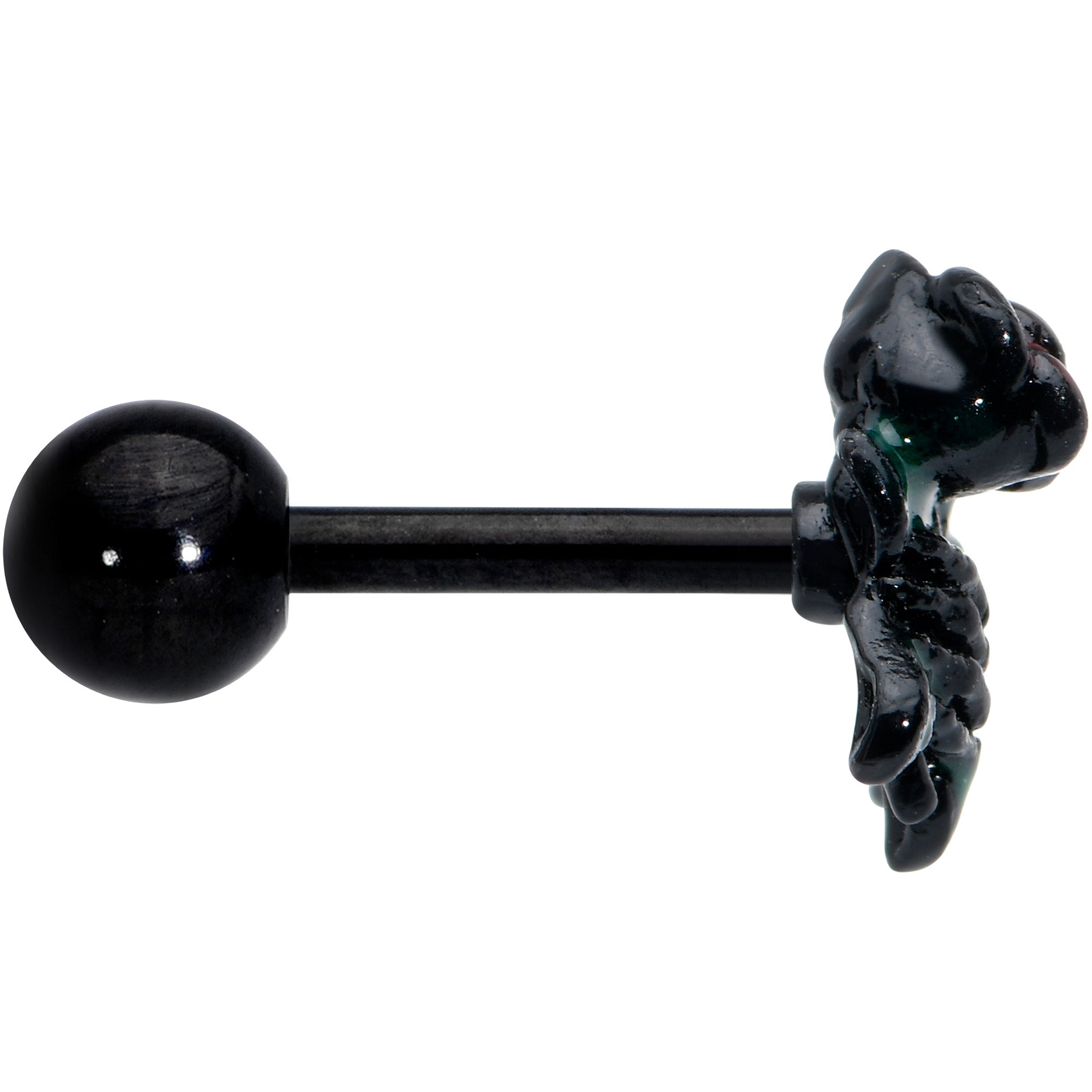 16G 1/4 Black Skeleton Flower Halloween Cartilage Tragus Earring