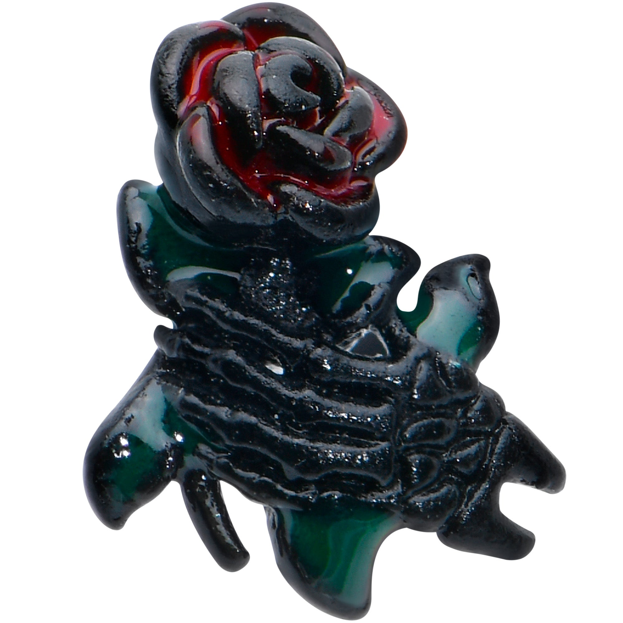 16G 5/16 Black Skeleton Flower Halloween Labret Monroe Tragus