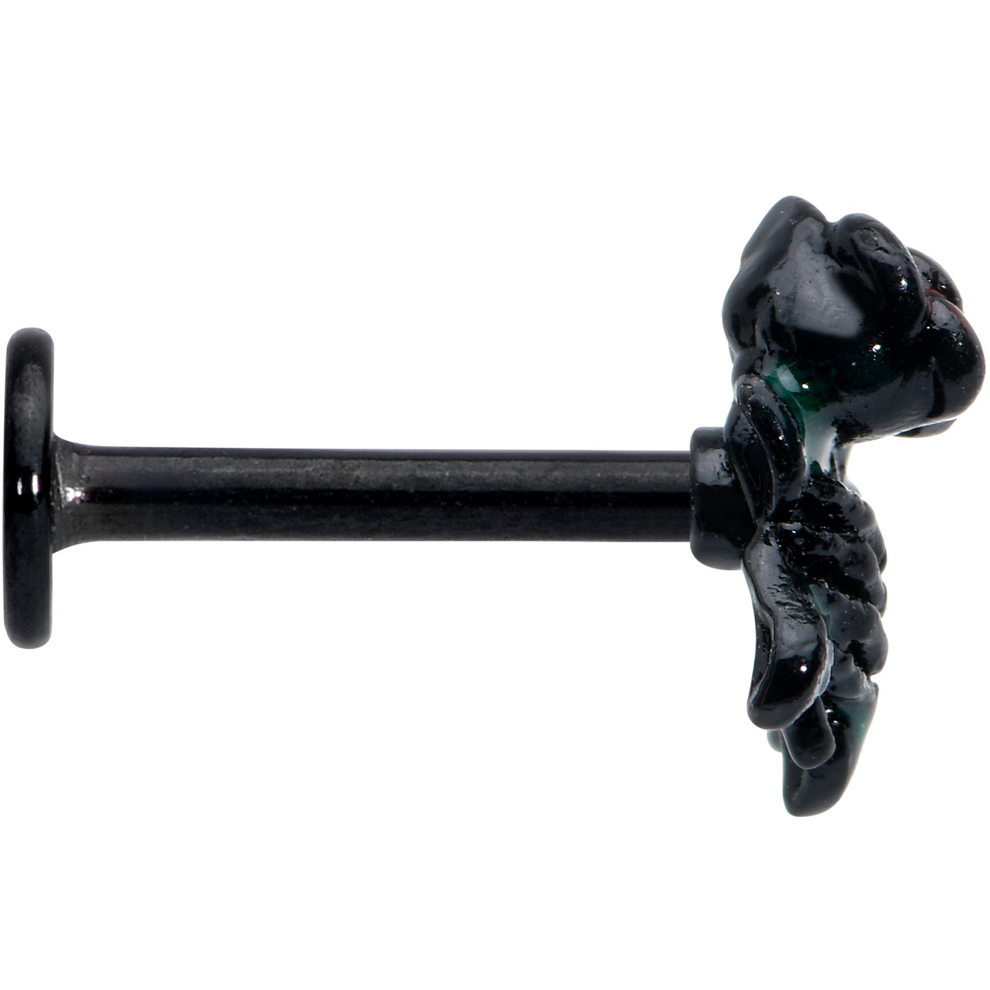 16G 5/16 Black Skeleton Flower Halloween Labret Monroe Tragus