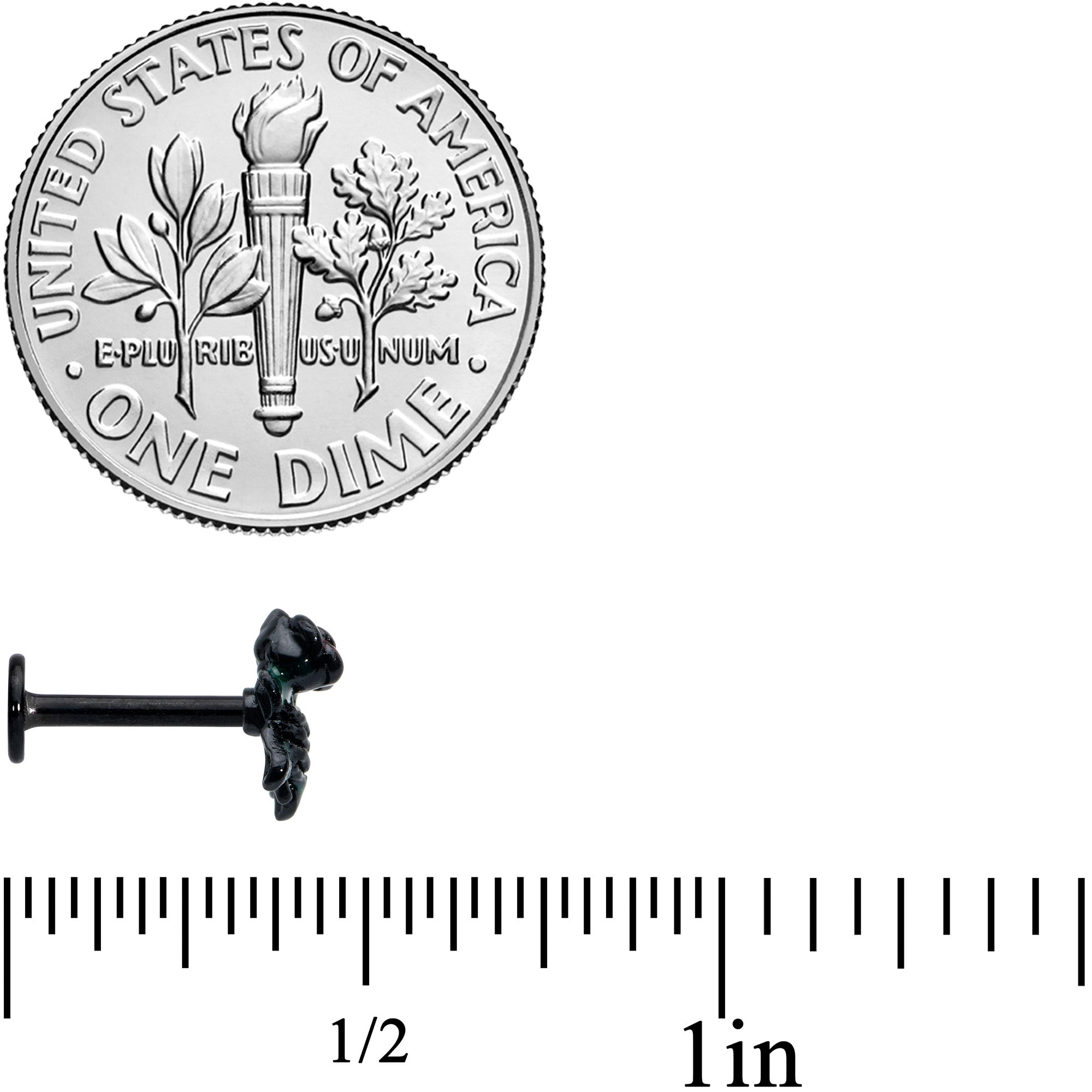 16G 5/16 Black Skeleton Flower Halloween Labret Monroe Tragus