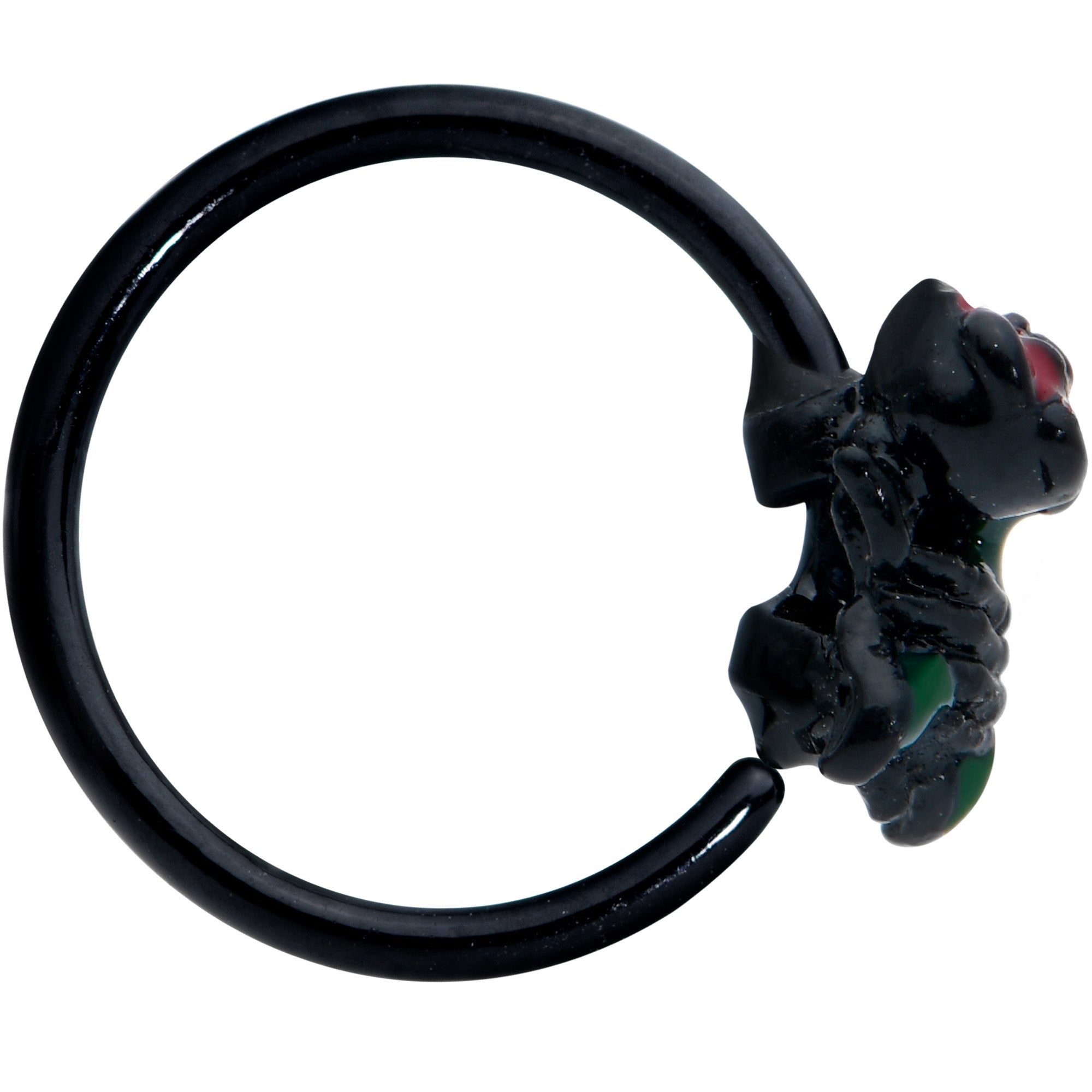 20G 5/16 Black Skeleton Flower Halloween Nose Hoop