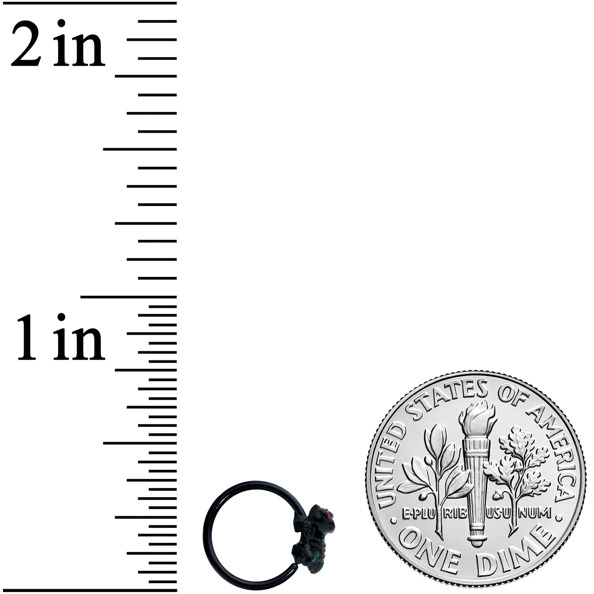 20G 5/16 Black Skeleton Flower Halloween Nose Hoop