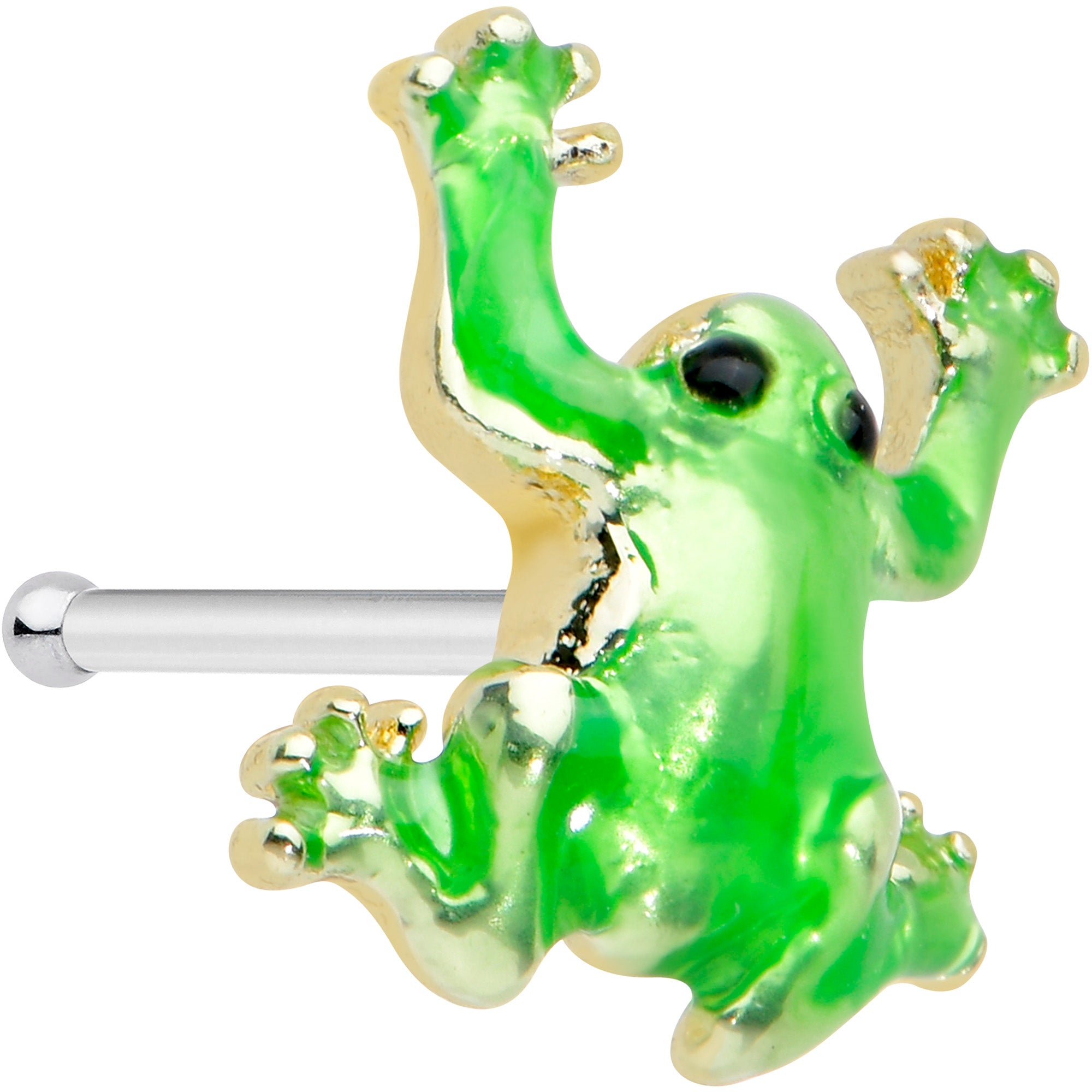 20G 1/4 Happy Green Tree Frog Nose Bone