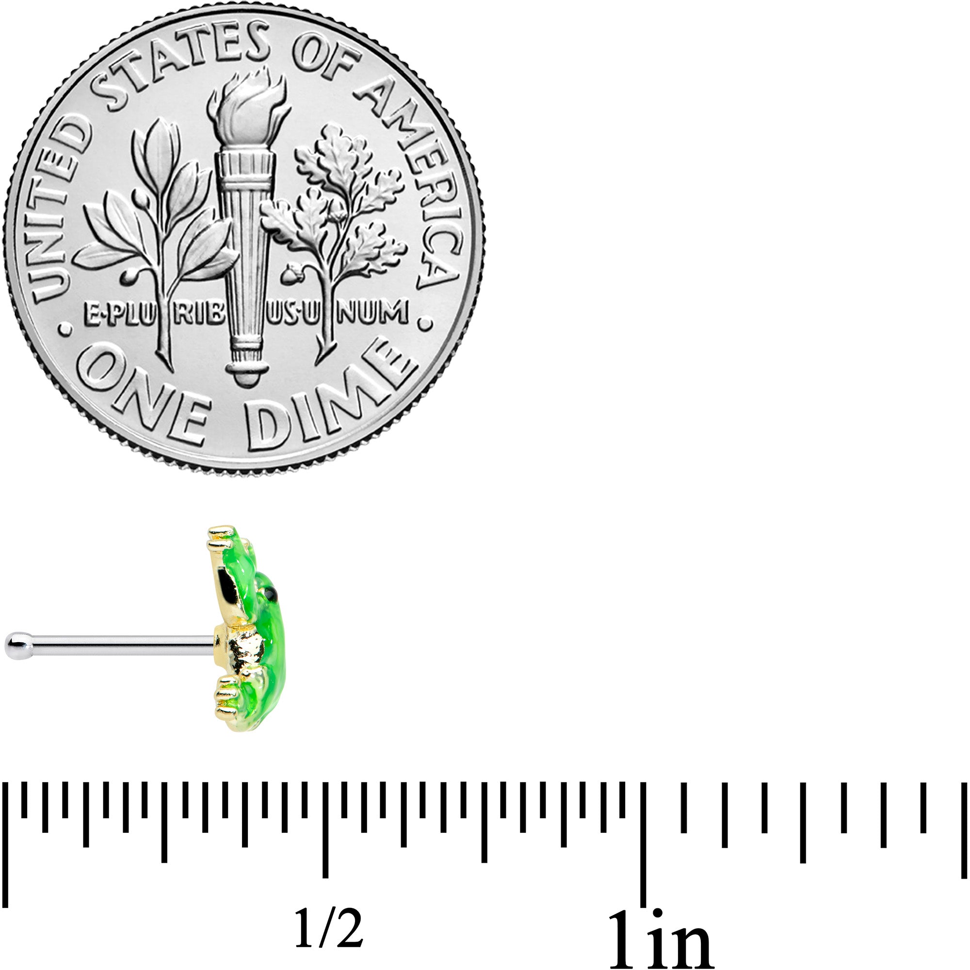 20G 1/4 Happy Green Tree Frog Nose Bone