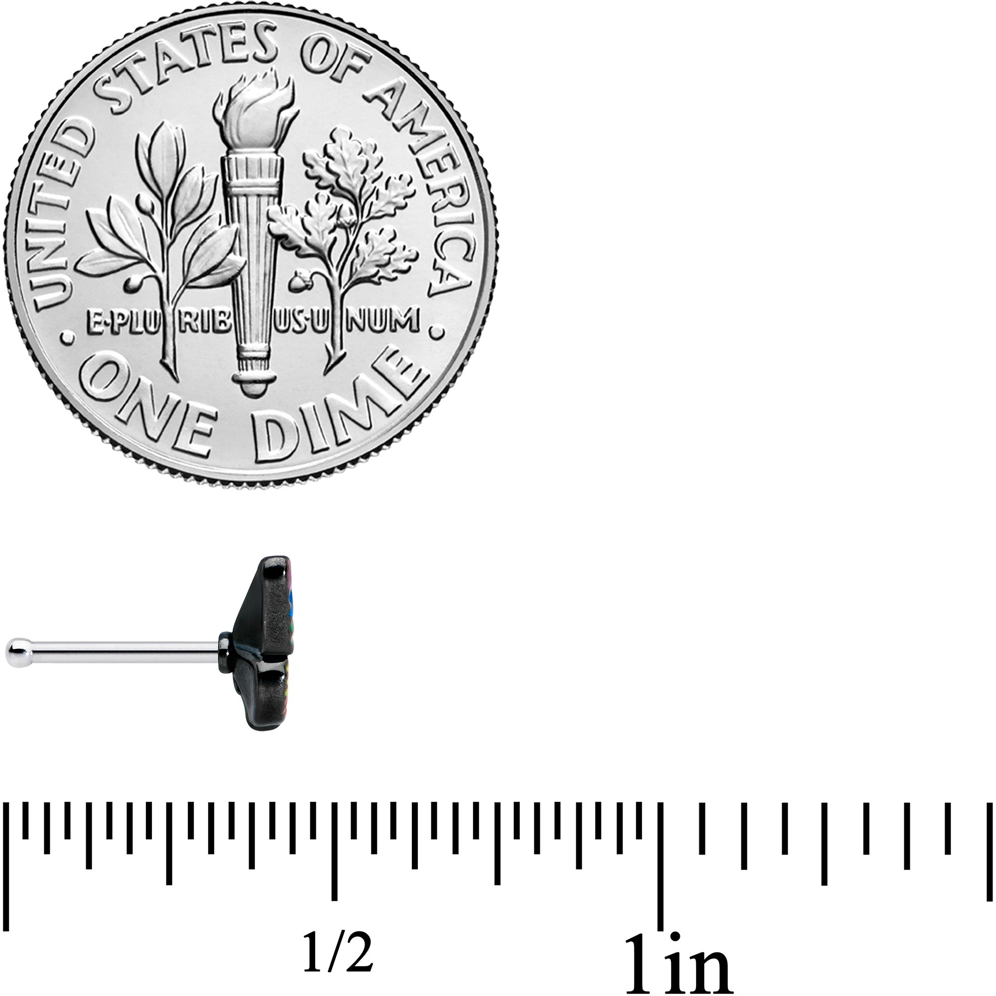 20G 1/4 Pride Rainbow Butterfly Nose Bone