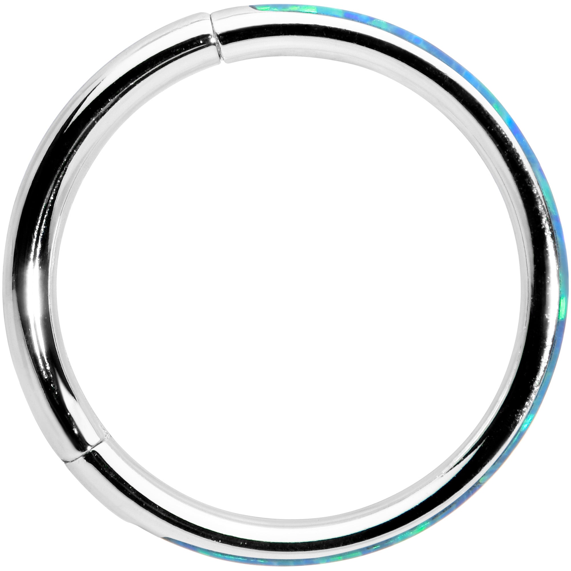 16G 3/8 Blue Synthetic Opal Sleek Forward Facing Segment Ring