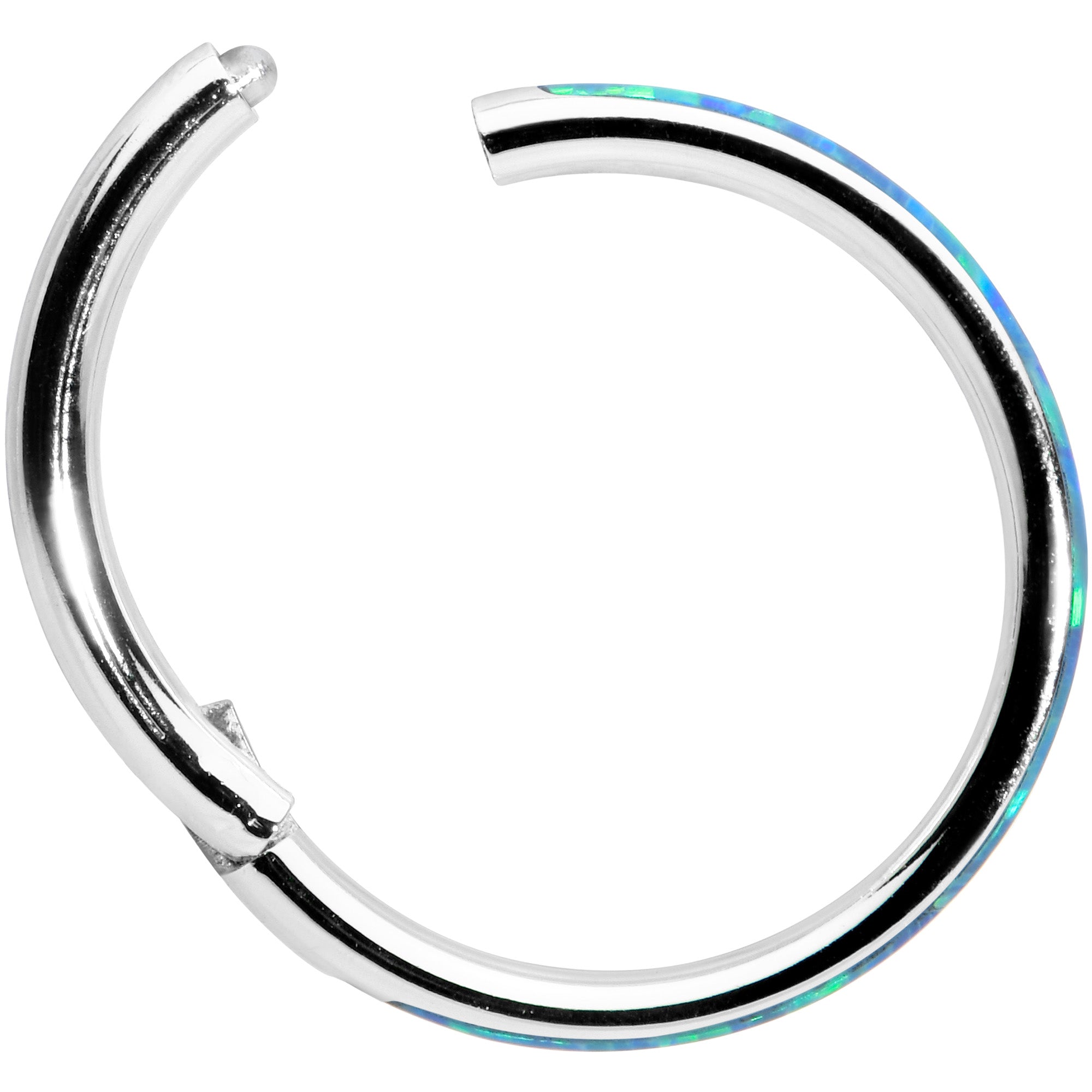 16G 3/8 Blue Synthetic Opal Sleek Forward Facing Segment Ring