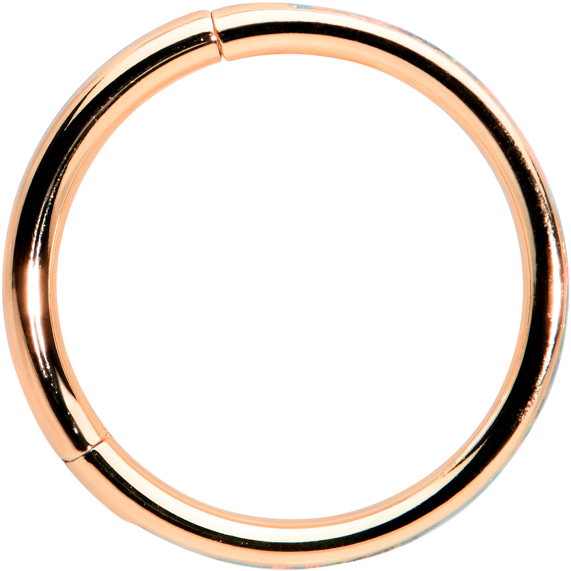 16G 3/8 Synth Opal Rose Gold Tone Sleek Forward Face Segment Ring