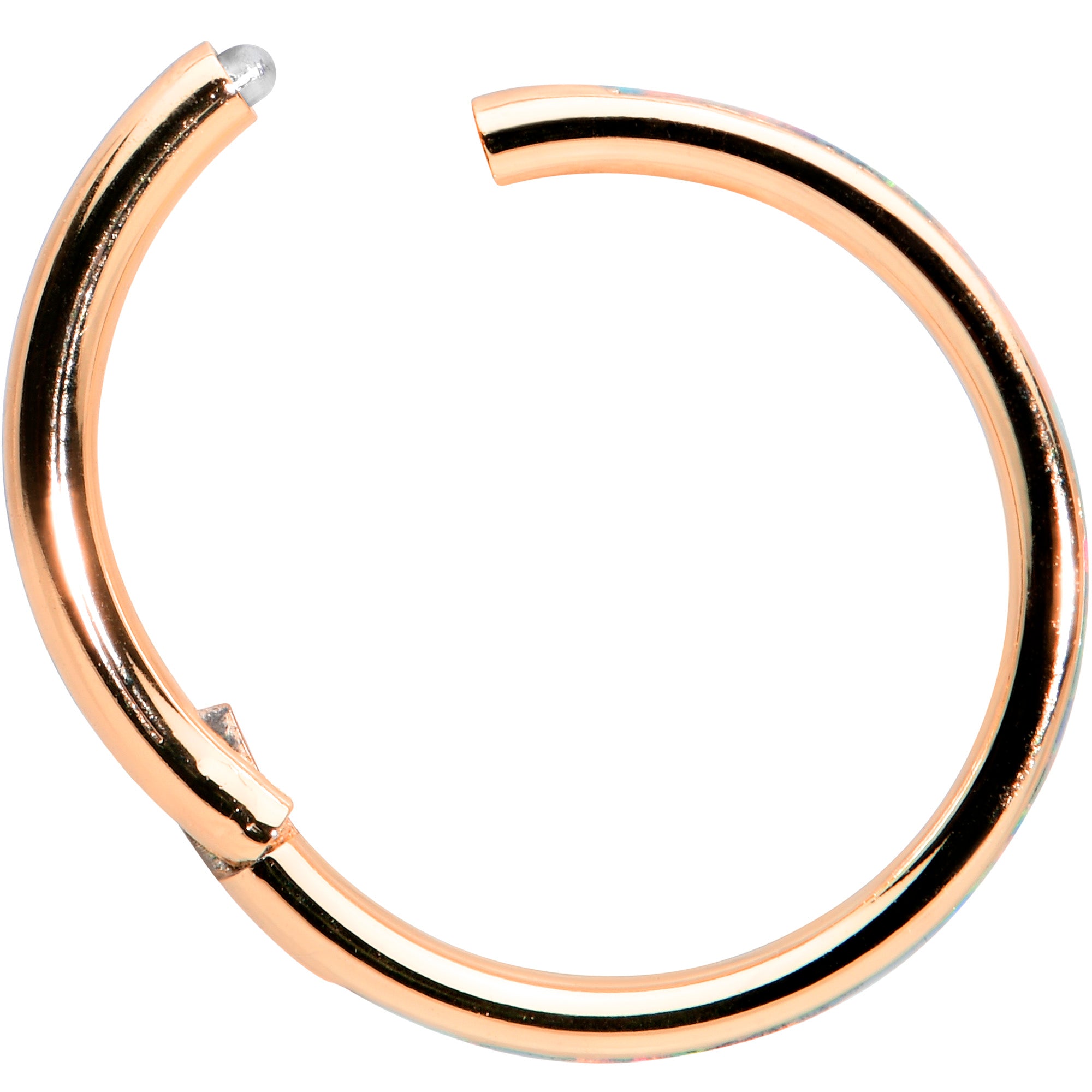 16G 3/8 Synth Opal Rose Gold Tone Sleek Forward Face Segment Ring