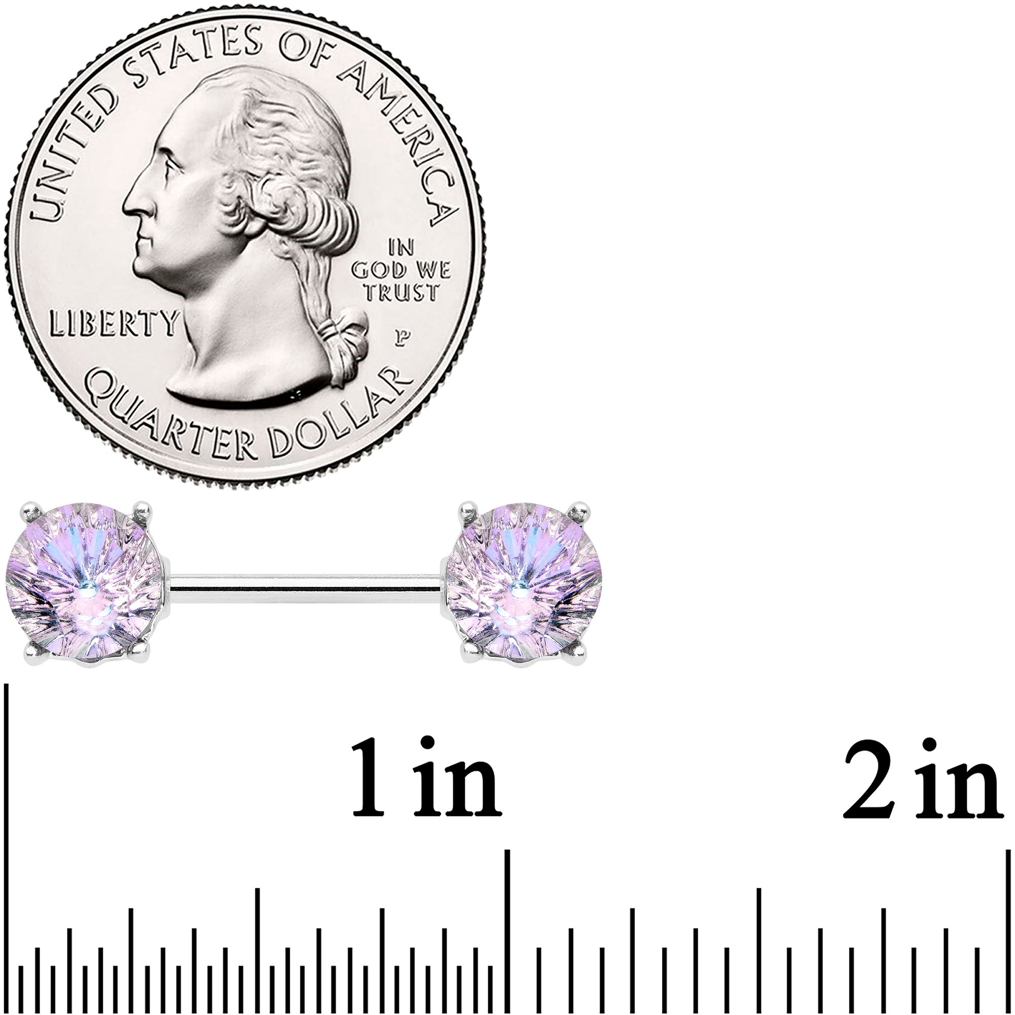 14G 9/16 Pink Gem Simply Elegant Barbell Nipple Ring Set