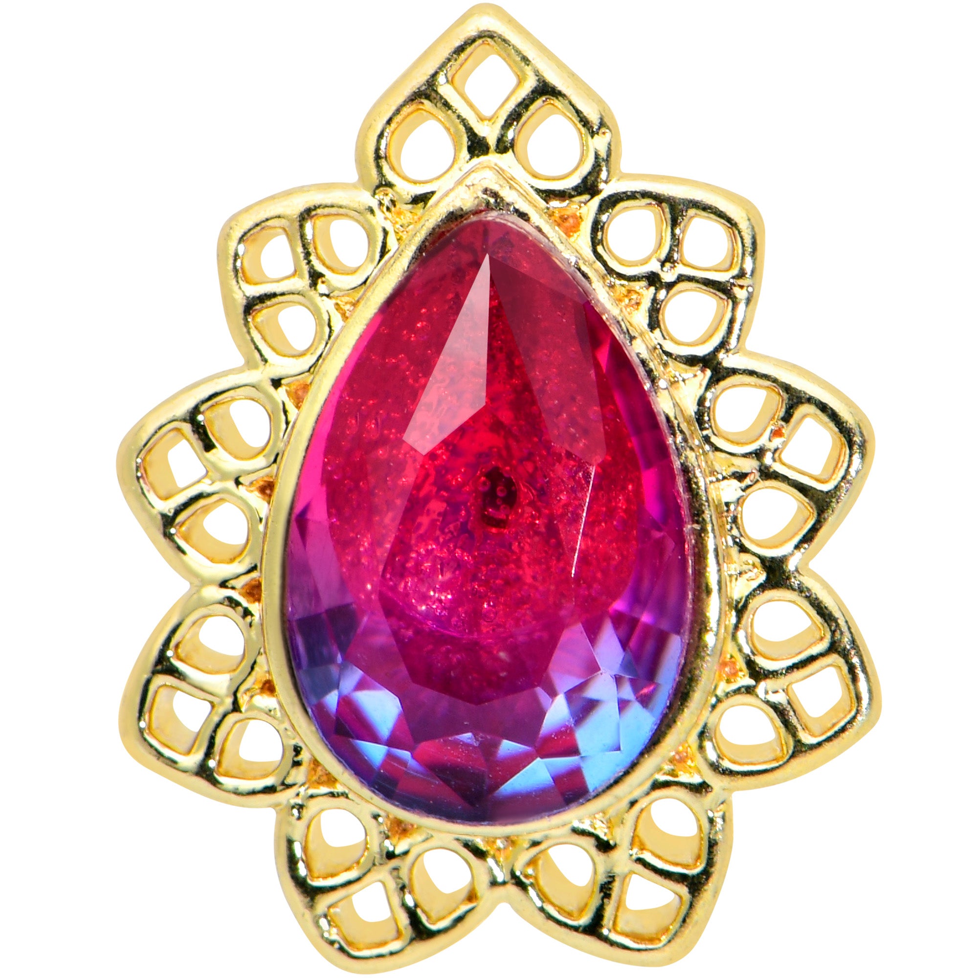 16G 5/16 Purple Tourmaline Gold Tone Drop Labret Monroe Tragus