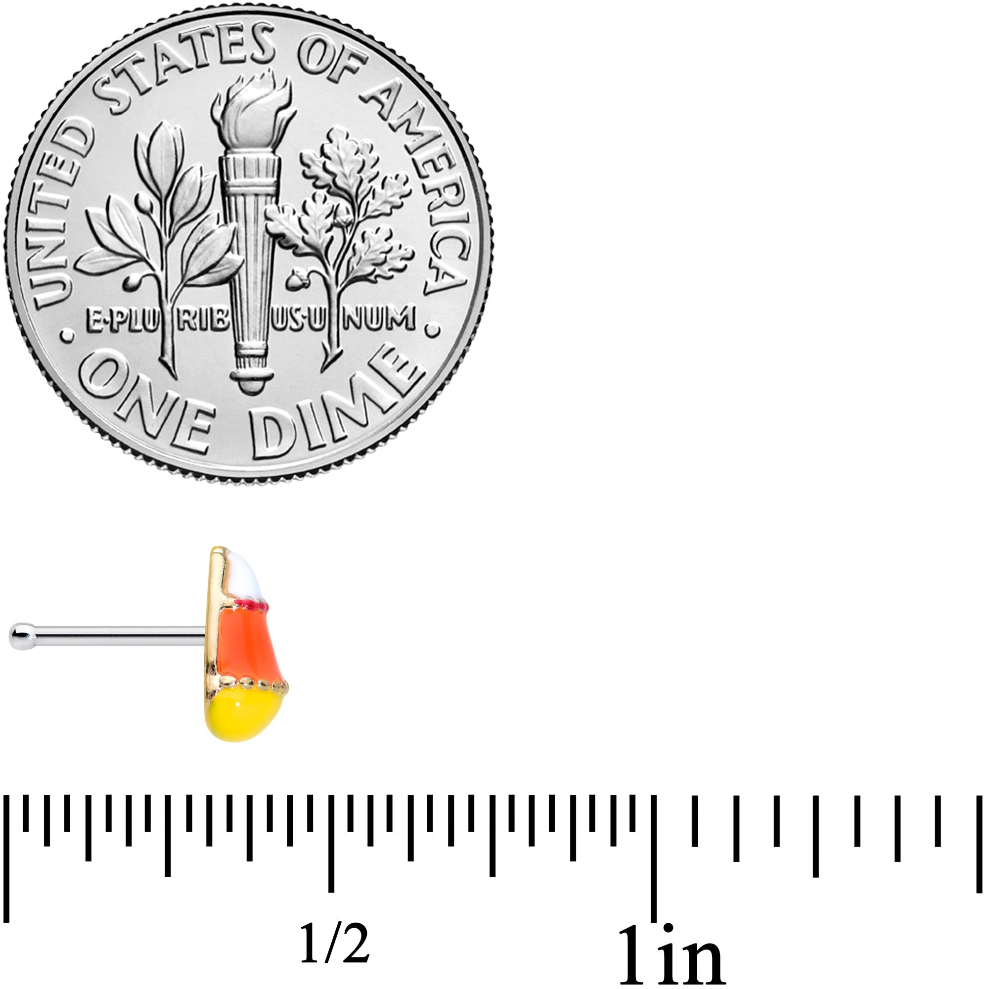 20G 1/4 Candy Corn Halloween Nose Bone