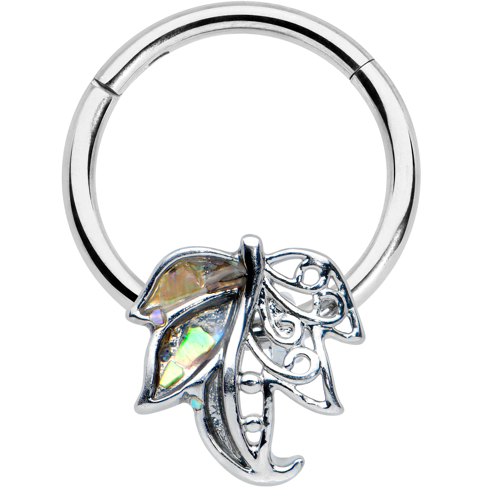 16G 3/8 Openwork Autumn Leaf Hinged Segment Ring