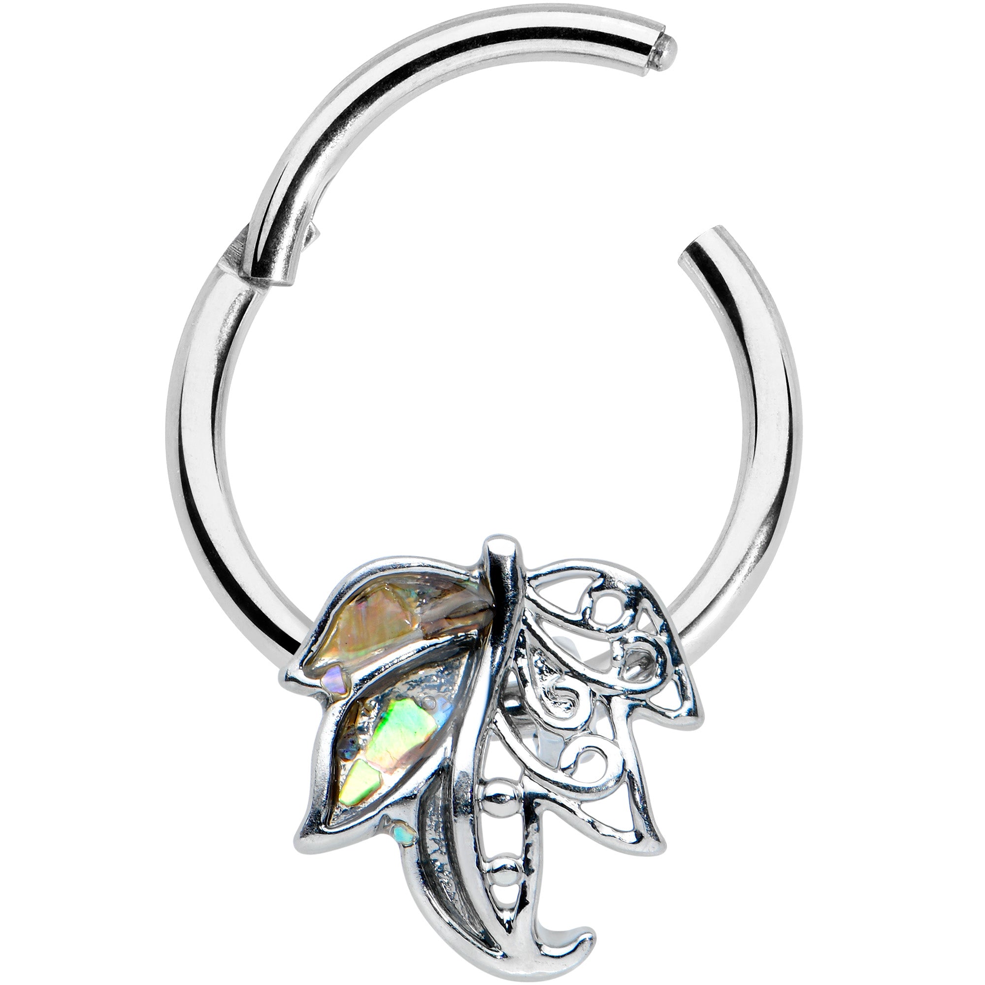 16G 3/8 Openwork Autumn Leaf Hinged Segment Ring