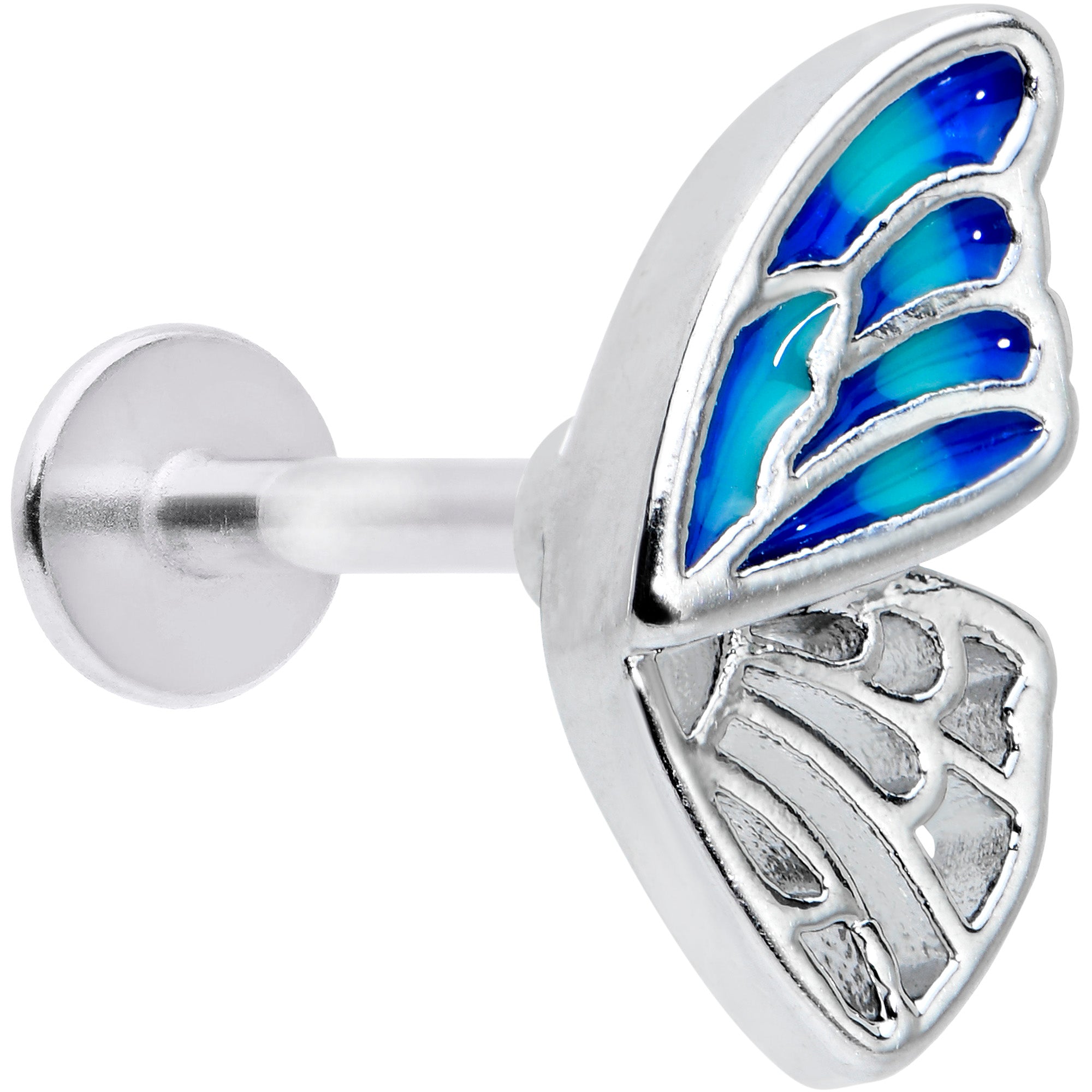 16G 5/16 Simple Blue Wing Butterfly Labret Monroe Tragus