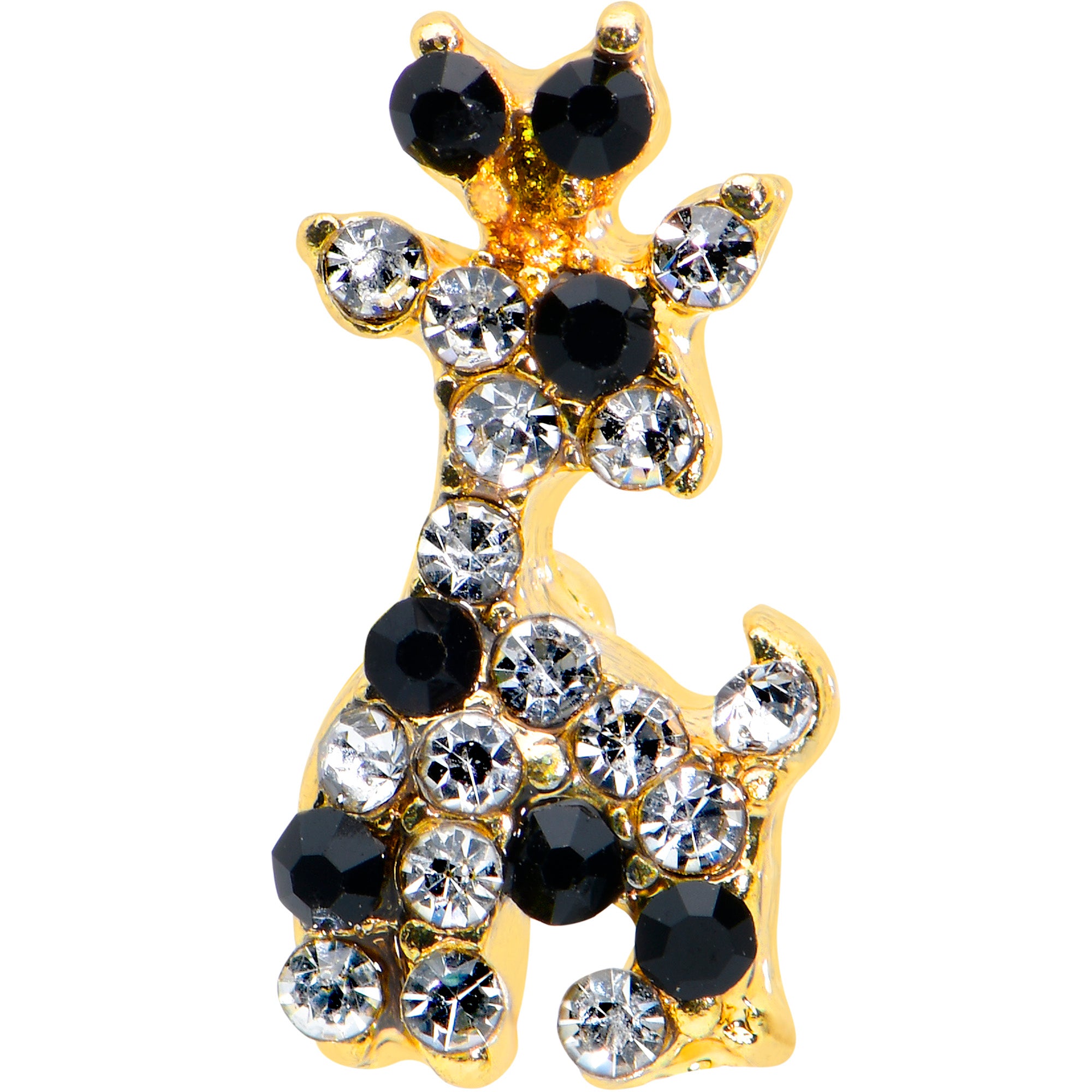 16G 1/4 Black Gem Gold Tone Decadent Deer Cartilage Tragus