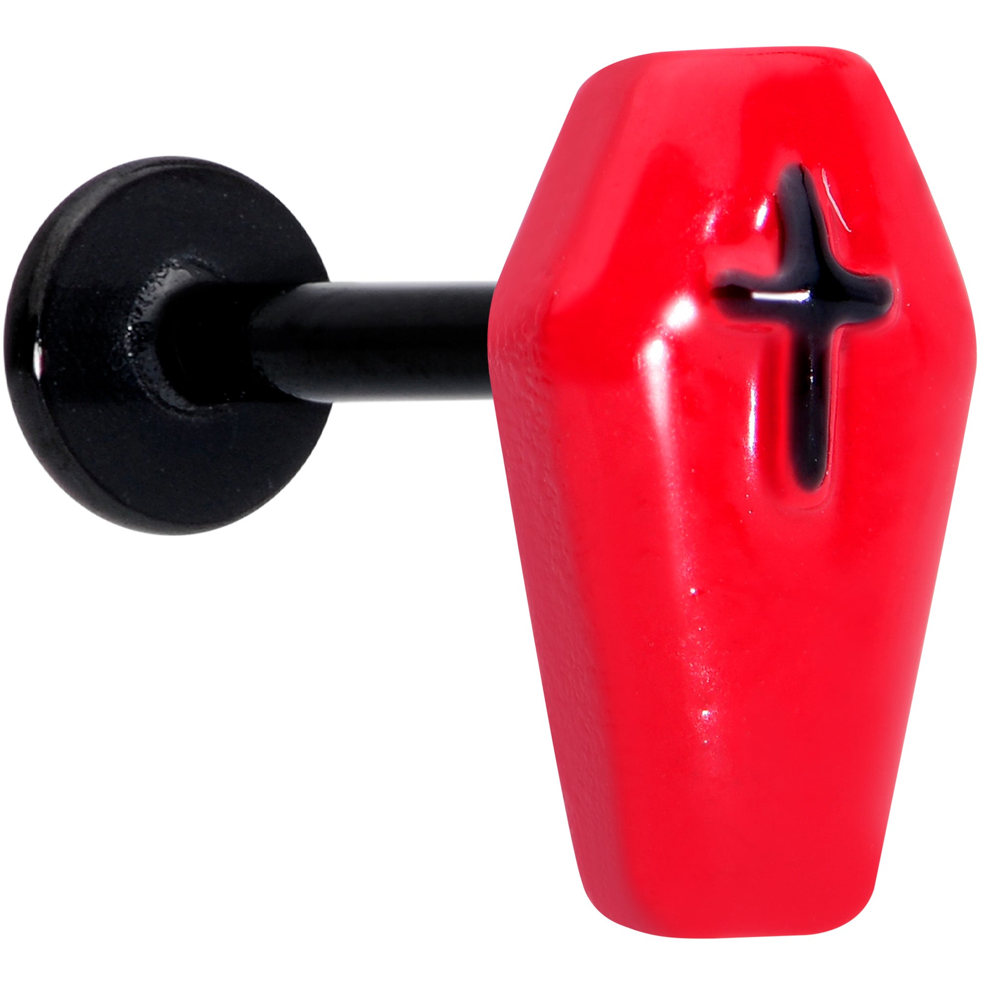 16G 5/16 Black Red Coffin Halloween Labret Monroe Tragus