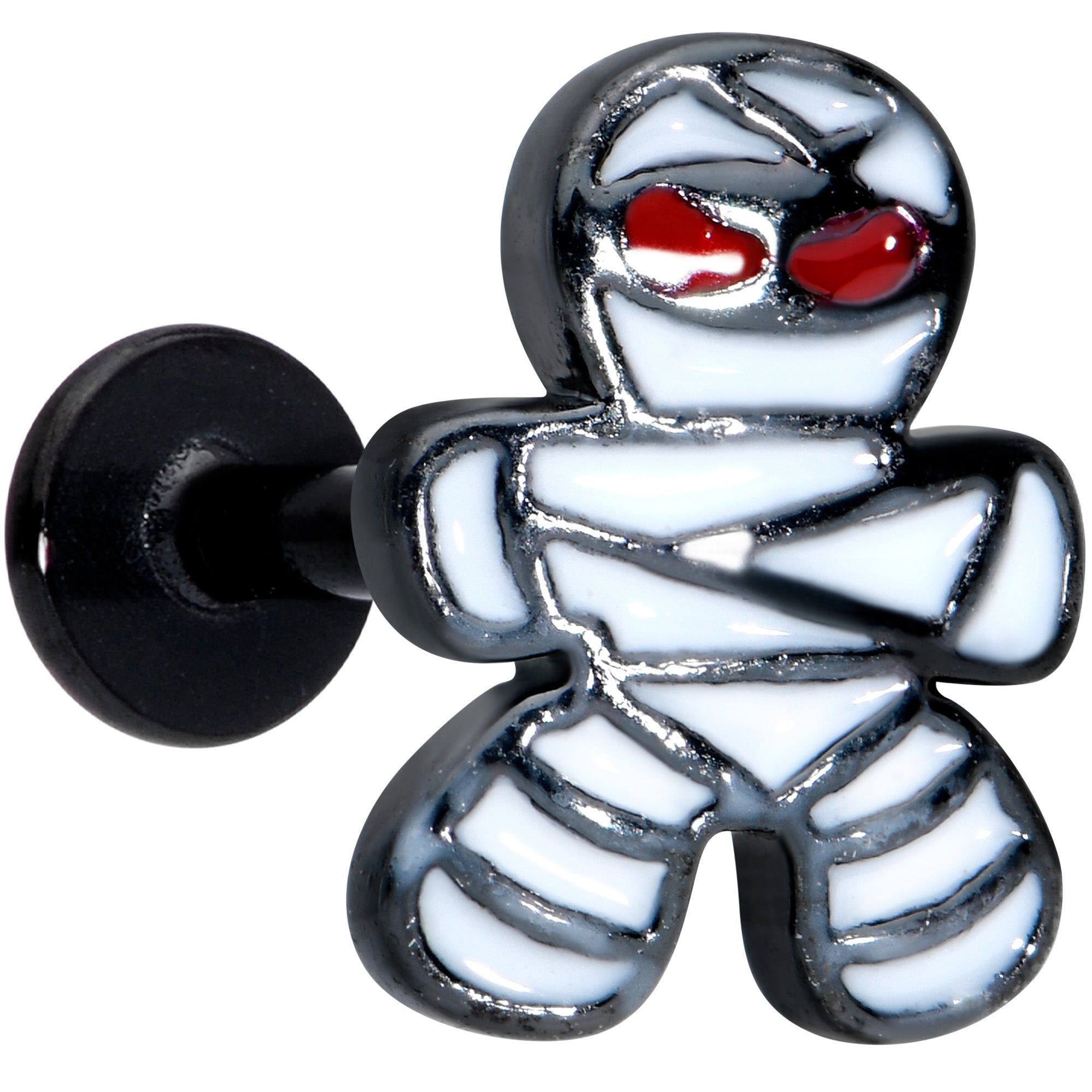 16G 5/16 Black Red Eye Mummy Halloween Labret Monroe Tragus