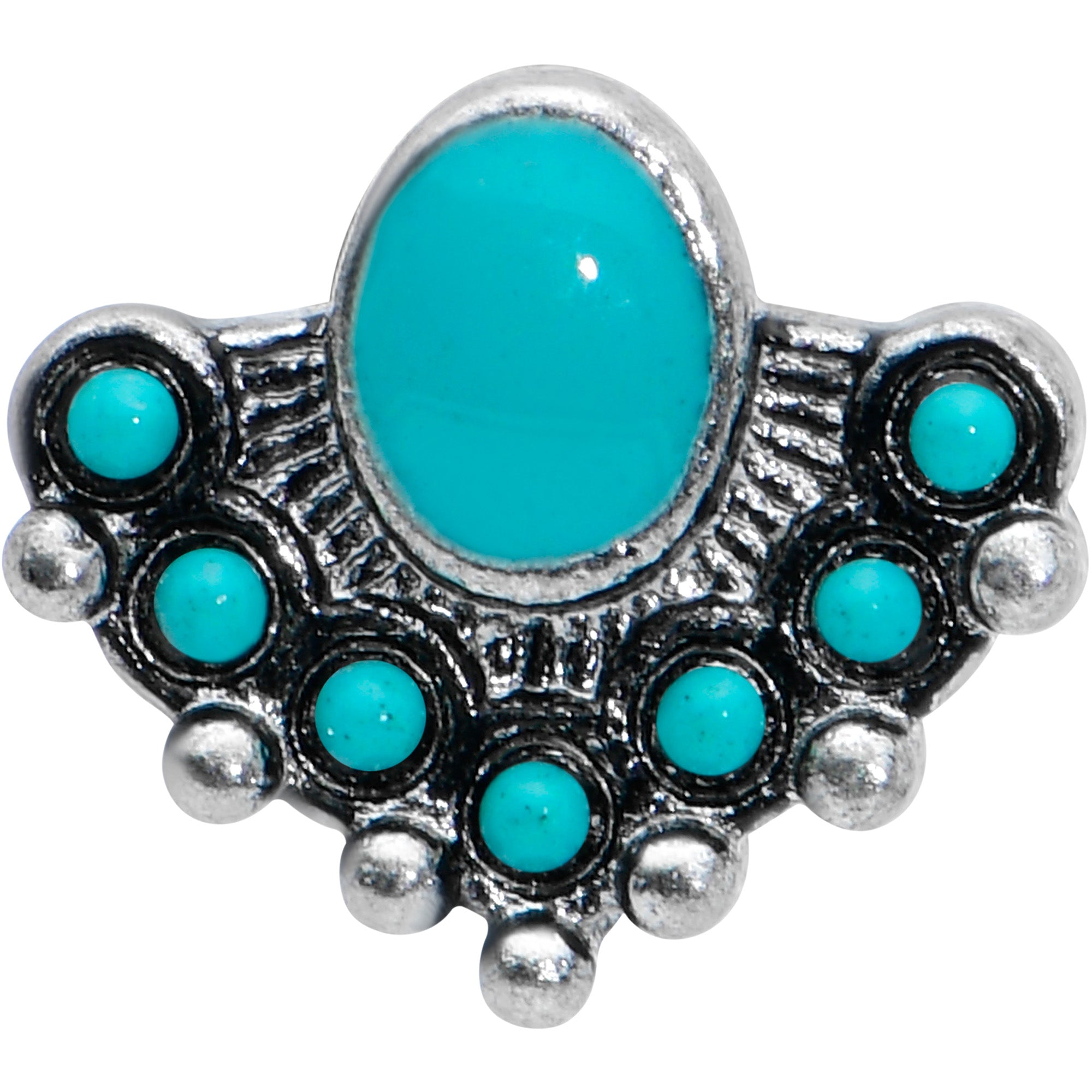 20G 1/4 Blue Turquoise Stone Southwest Shield Nose Bone