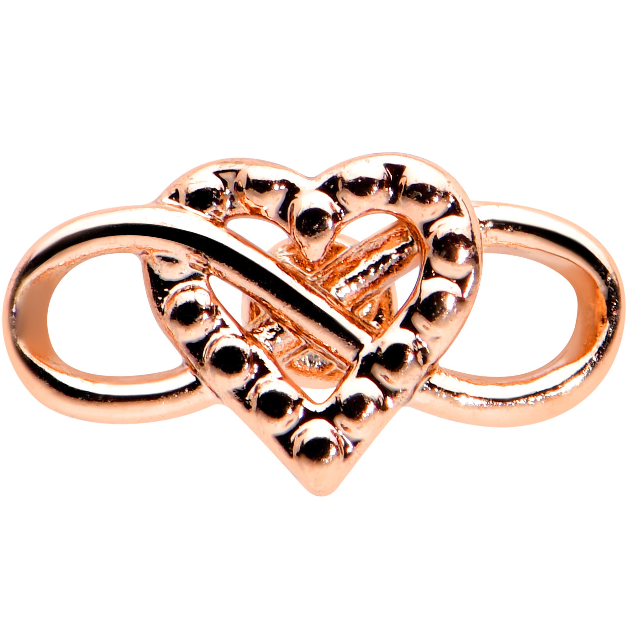 20G 1/4 Rose Gold Tone Textured Infinity Heart Nose Bone