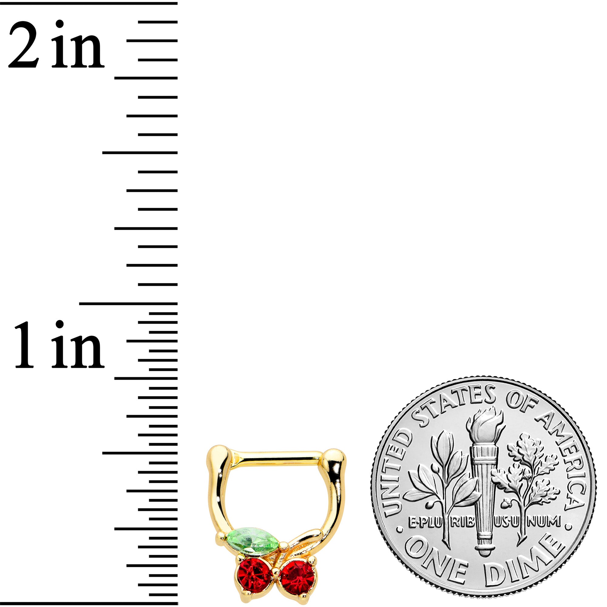 16G 5/16 Red Green Gem Gold Tone Tasty Cherry Cartilage Clicker