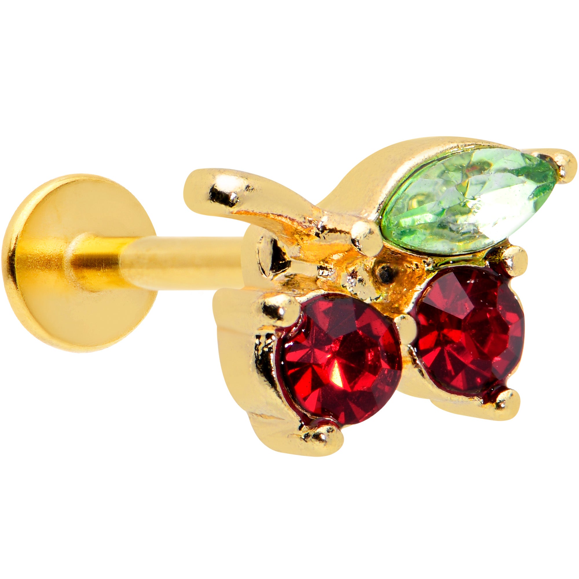 16G 5/16 Red Gem Gold Hue Tasty Cherry Fruit Labret Monroe Tragus