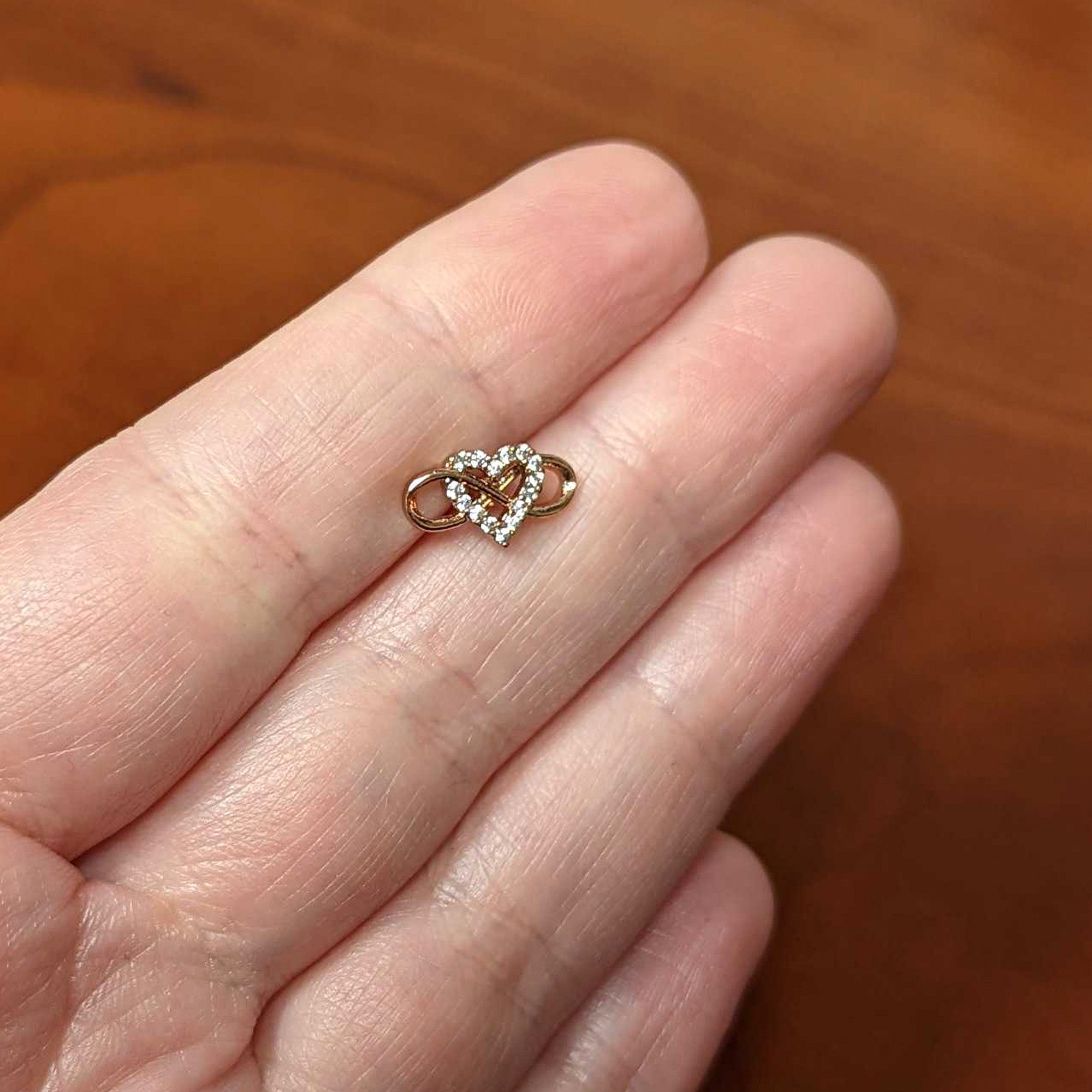 16G 1/4 Clear CZ Gem Rosy Infinity Heart Cartilage Labret Tragus