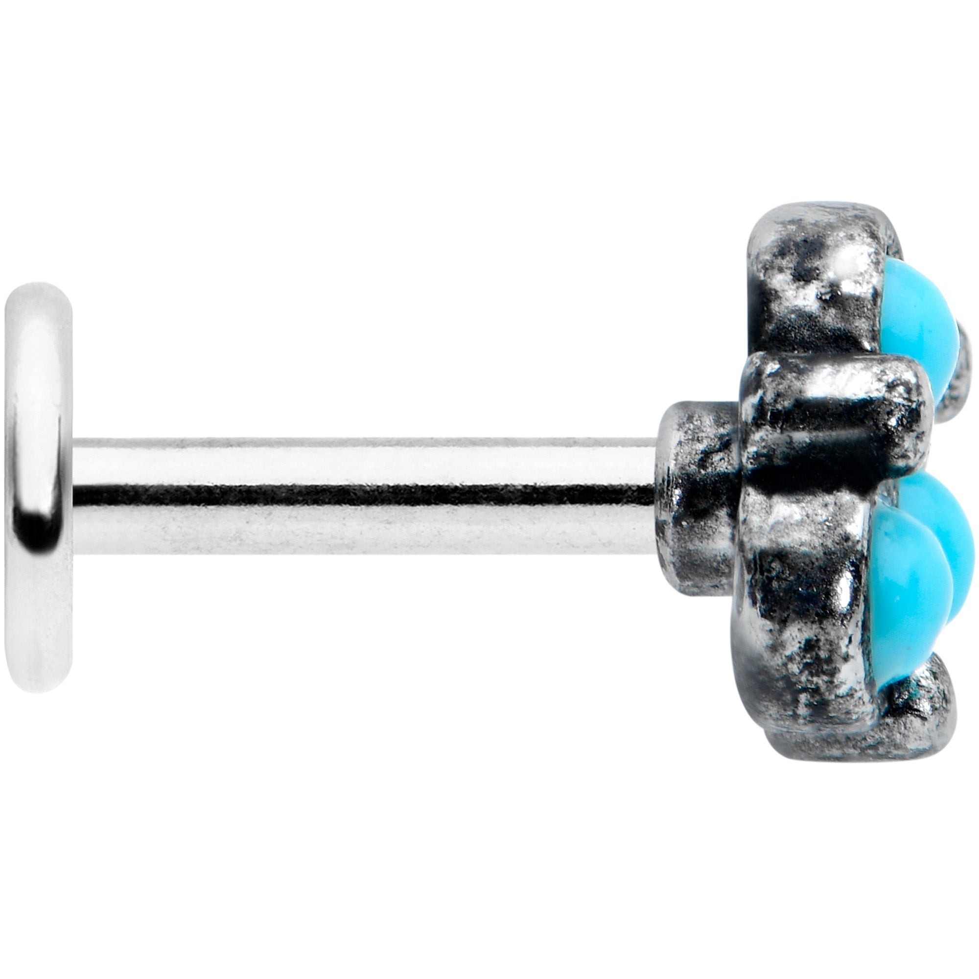 16G 1/4 Blue Turquoise Orb Trio Labret Monroe Tragus