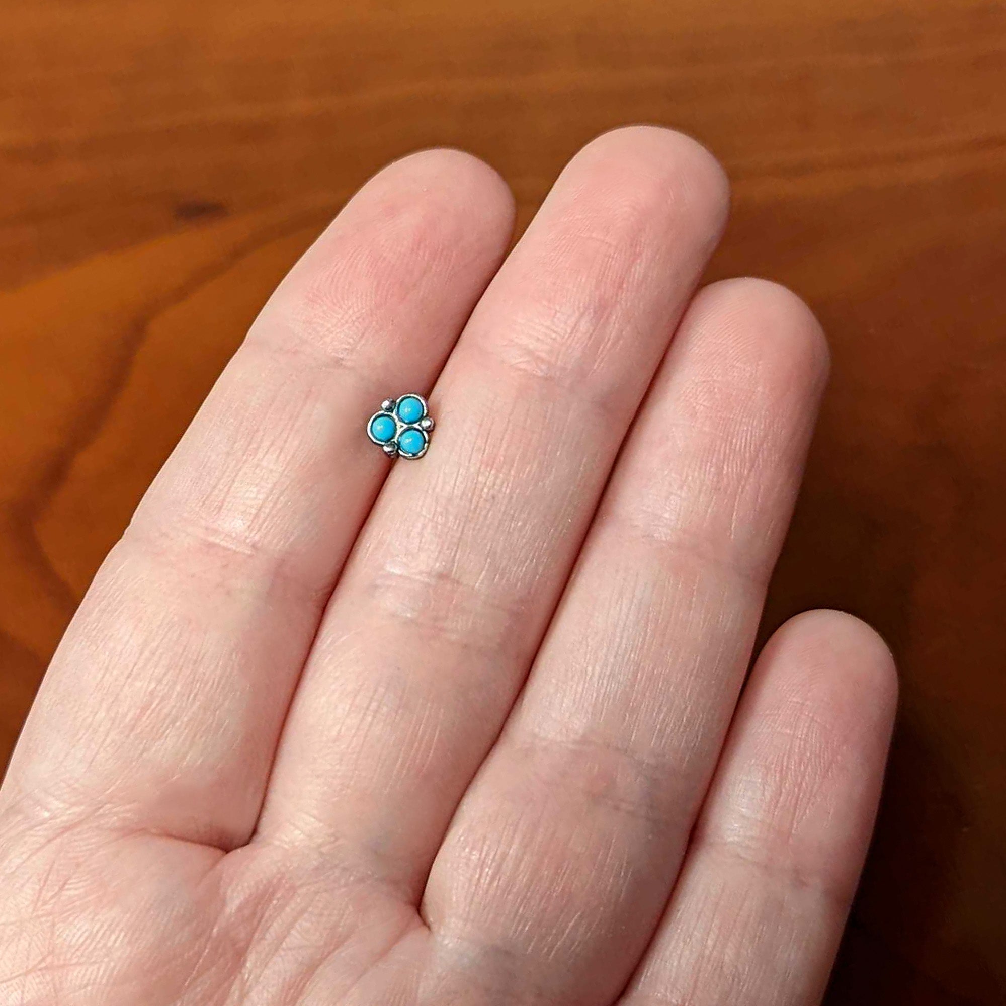 16G 1/4 Blue Turquoise Orb Trio Labret Monroe Tragus