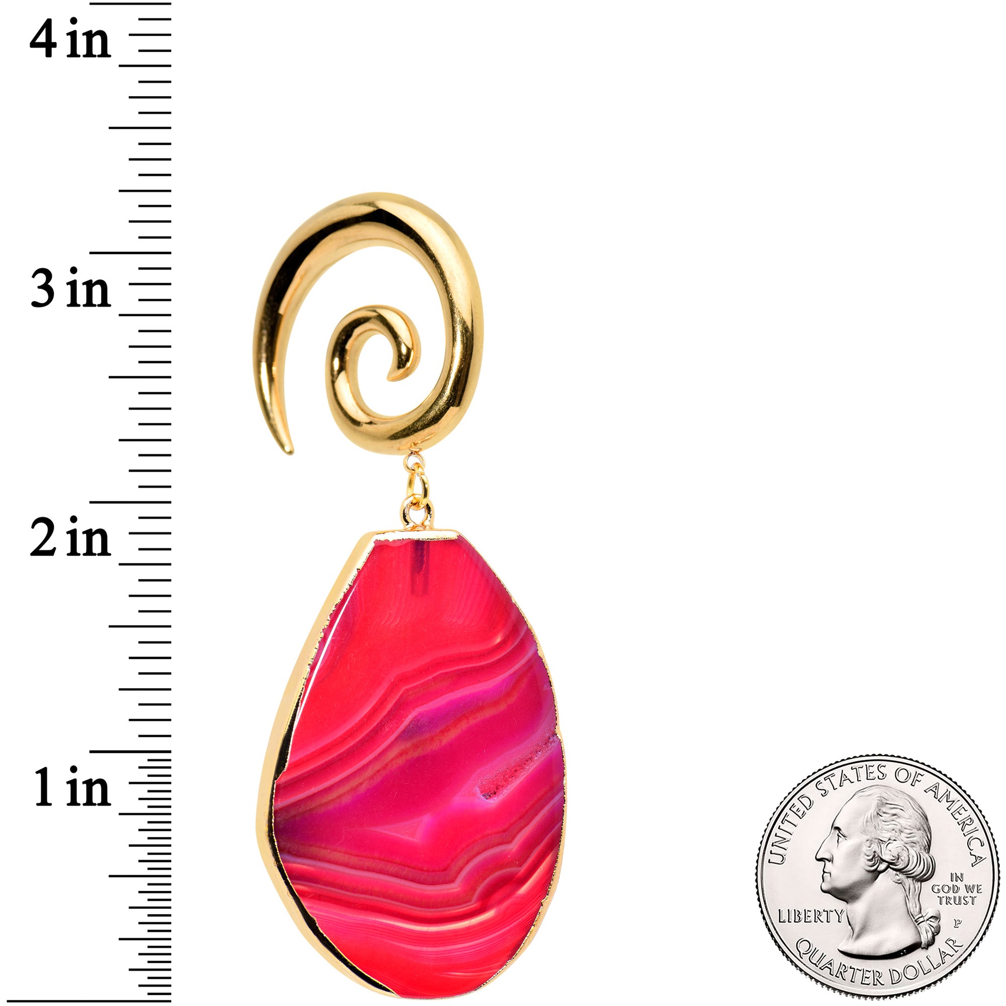 2G Gold Tone Red Marble Onyx Stone Spiral Taper Ear Weights