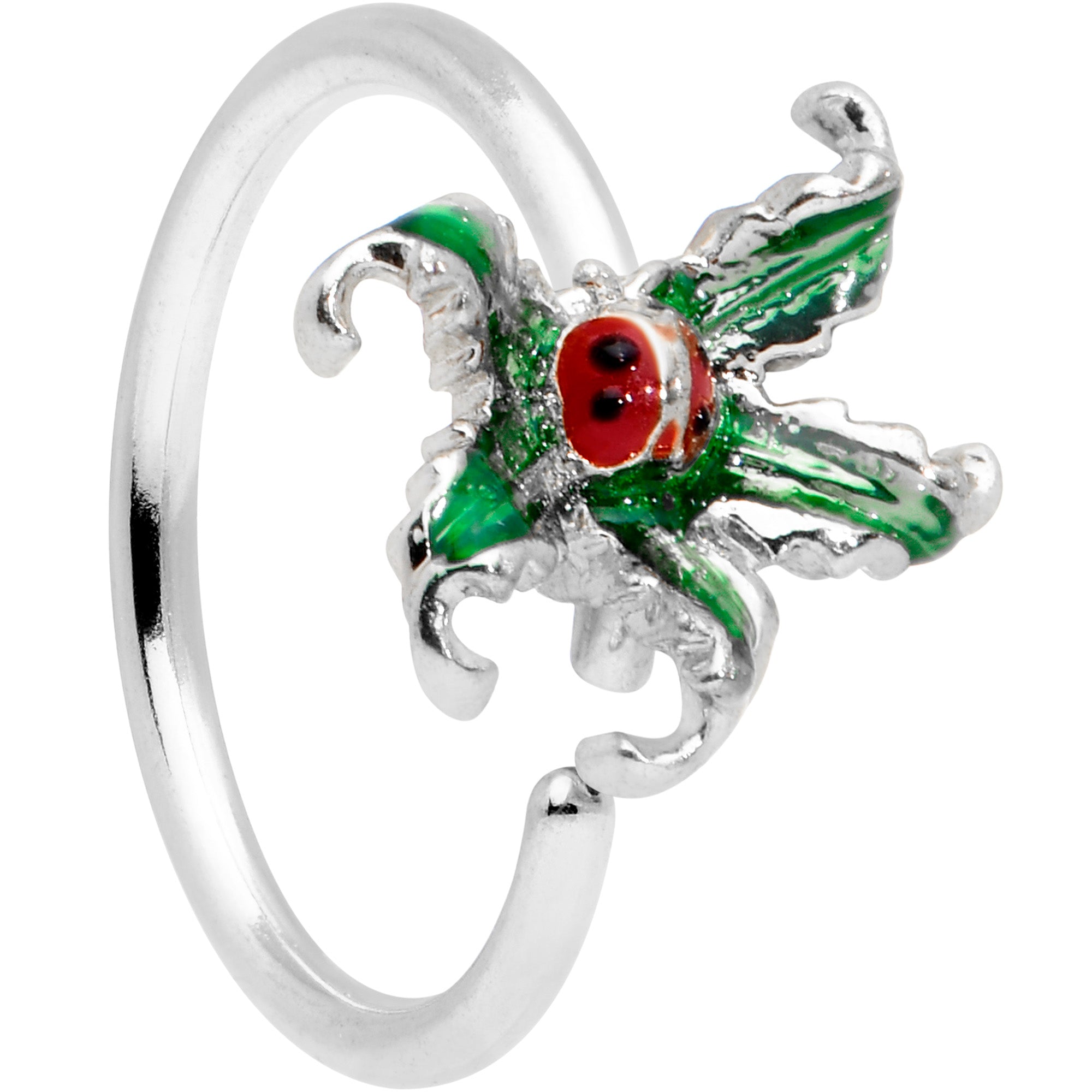 20G 5/16 Tiny Ladybug Leaves Nose Hoop