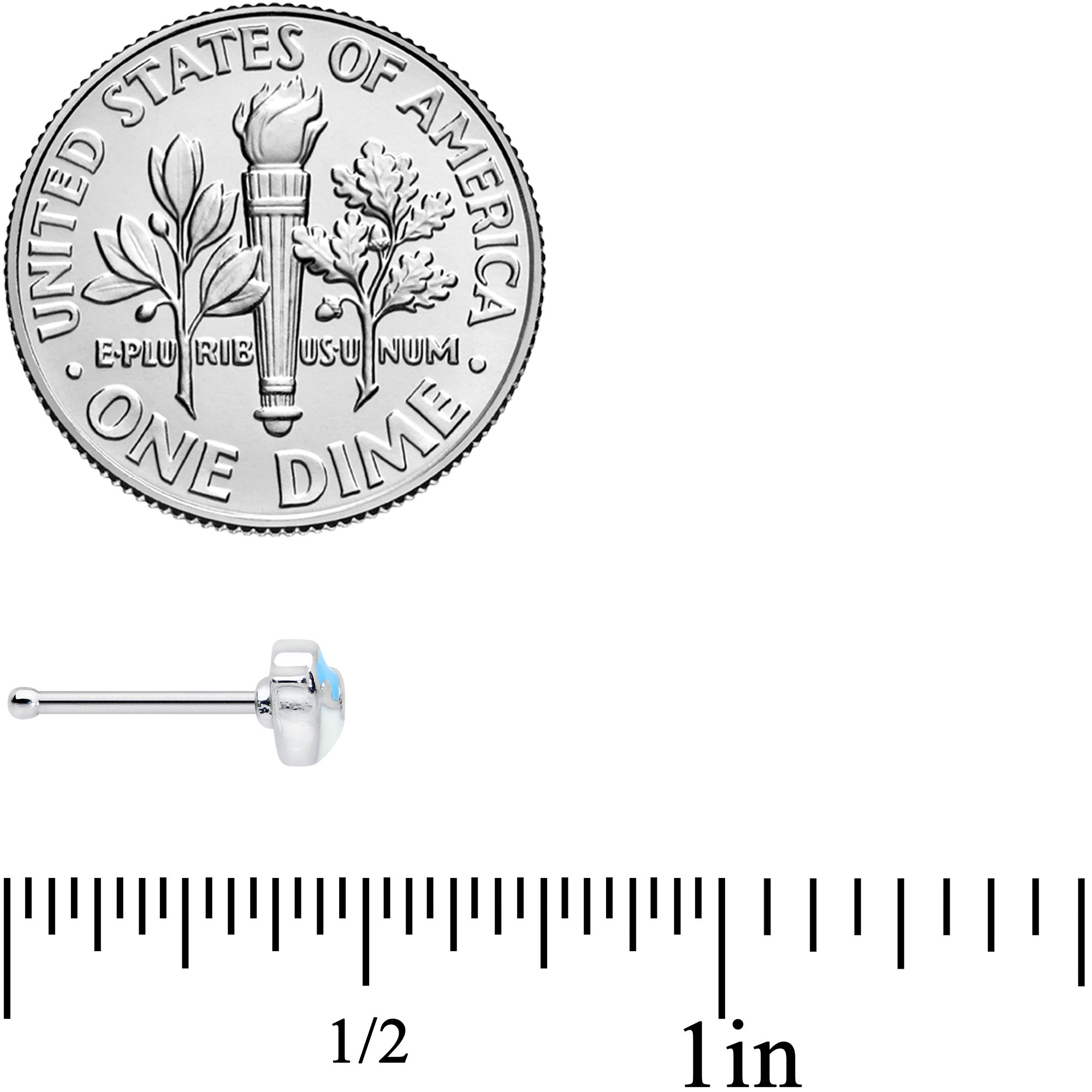 20G 1/4 Happy Little Blue Bird Nose Bone