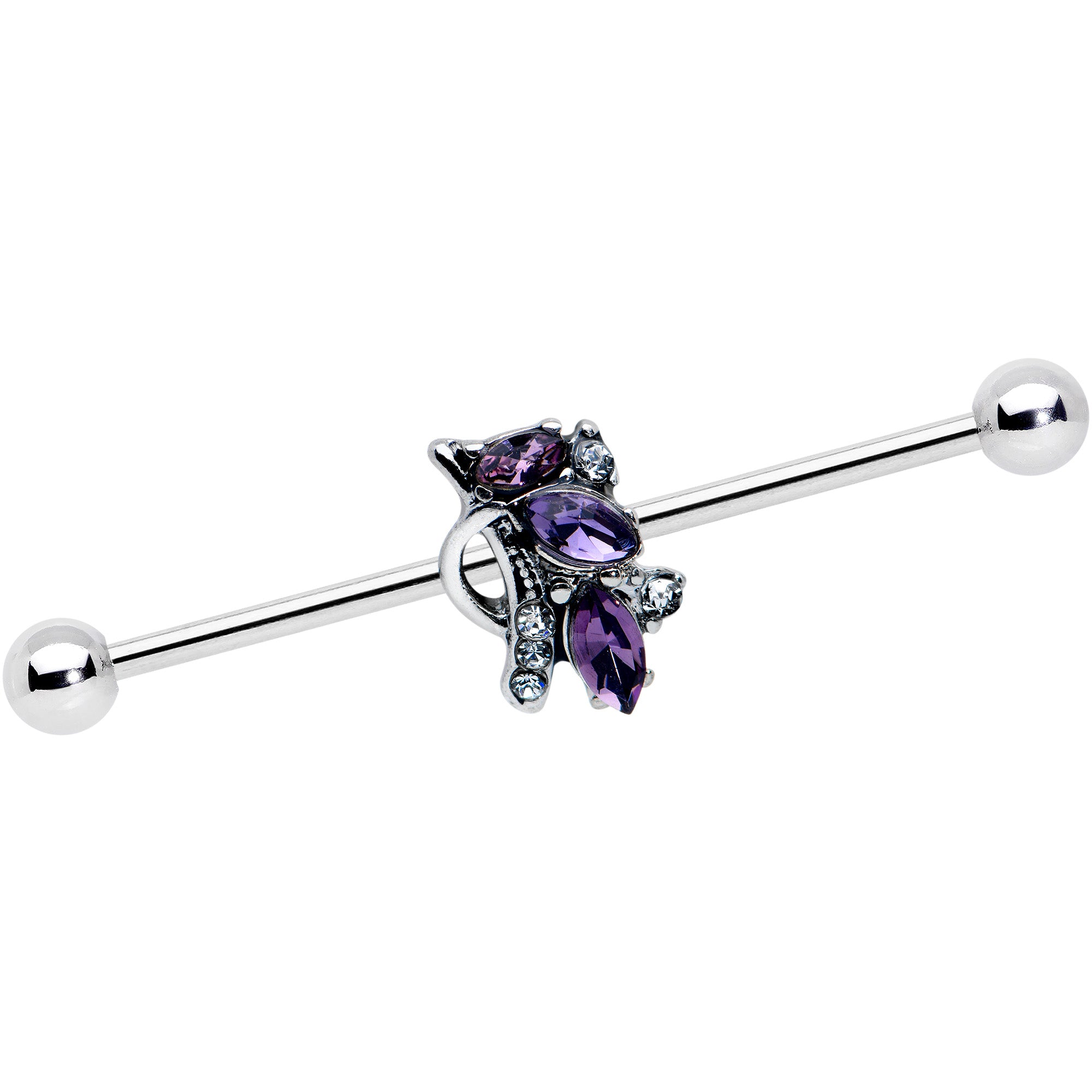 14G Purple Gem Abstract Elegance Industrial Barbell 38mm