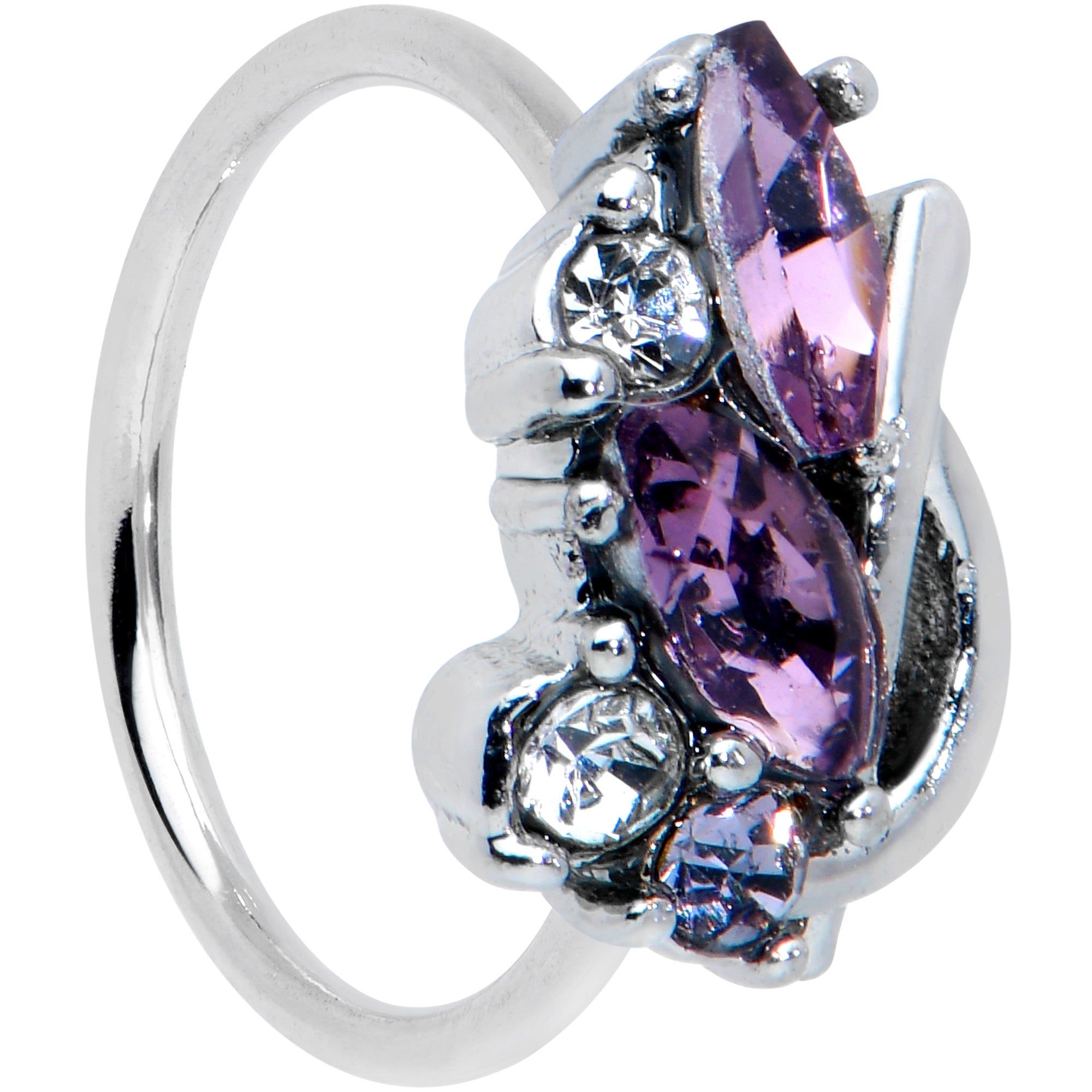 20G 5/16 Clear Purple Gem Abstract Elegance Nose Hoop