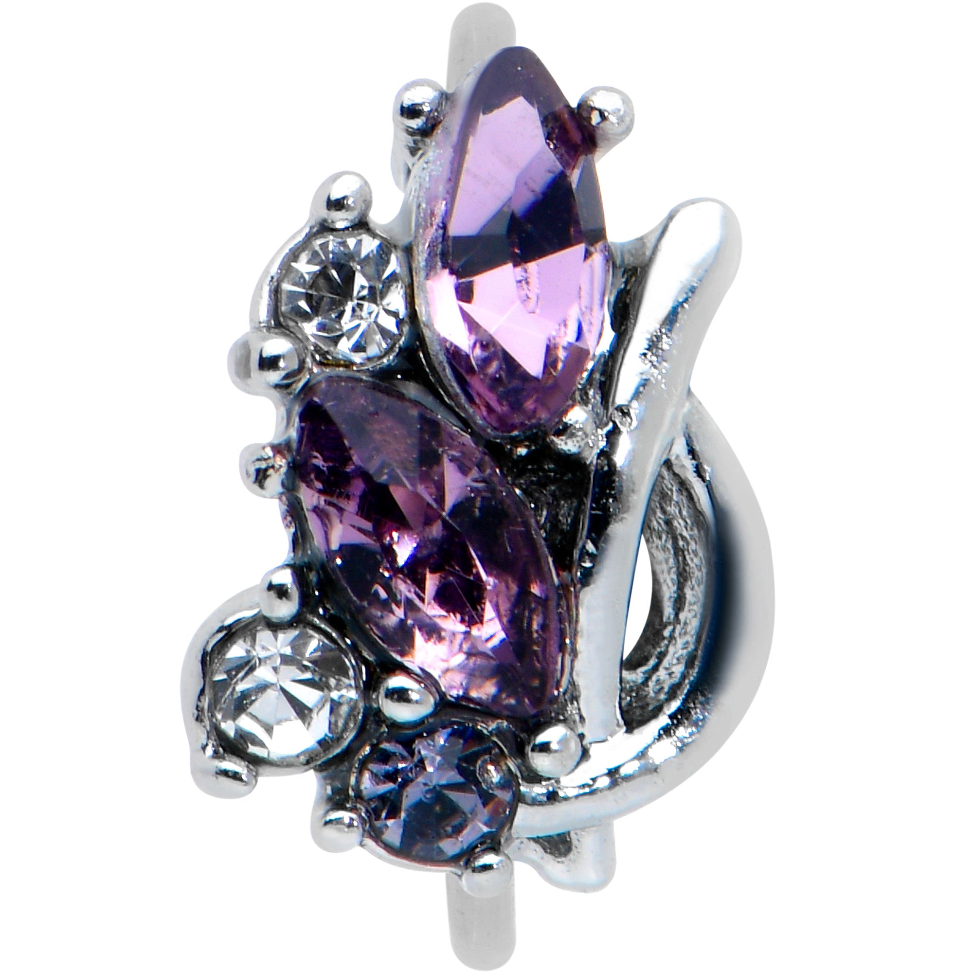 20G 5/16 Clear Purple Gem Abstract Elegance Nose Hoop