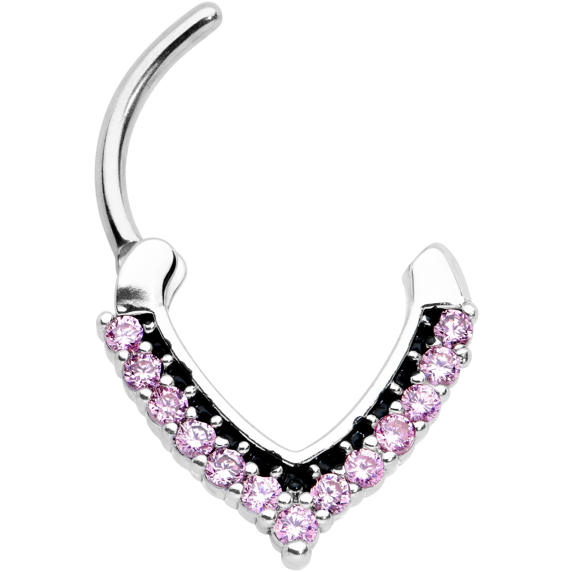 16G 5/16 Pink CZ Gem Classic Chevron Cartilage Clicker