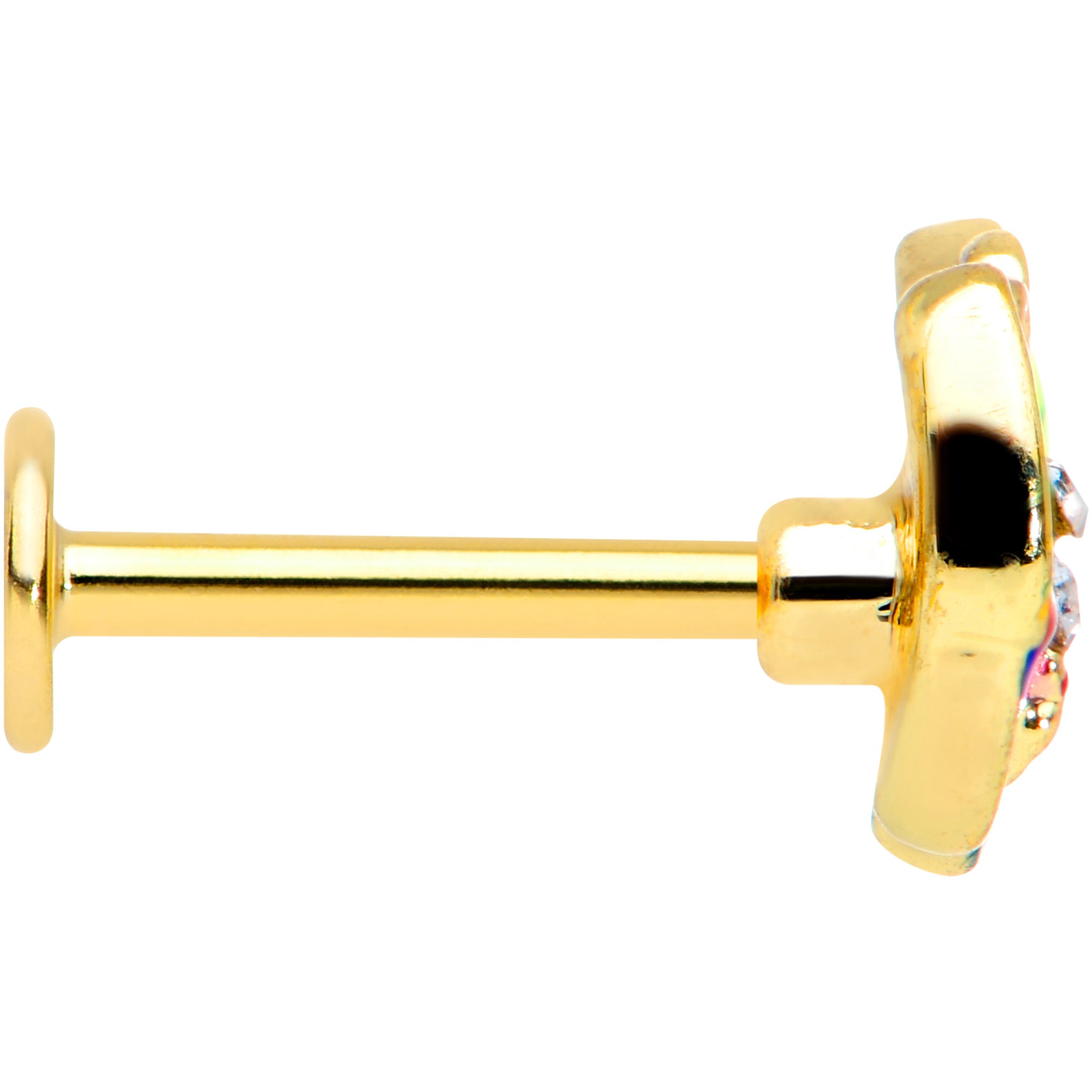 16G 5/16 Clear Gem Gold Hue Bright Butterfly Labret Monroe Tragus