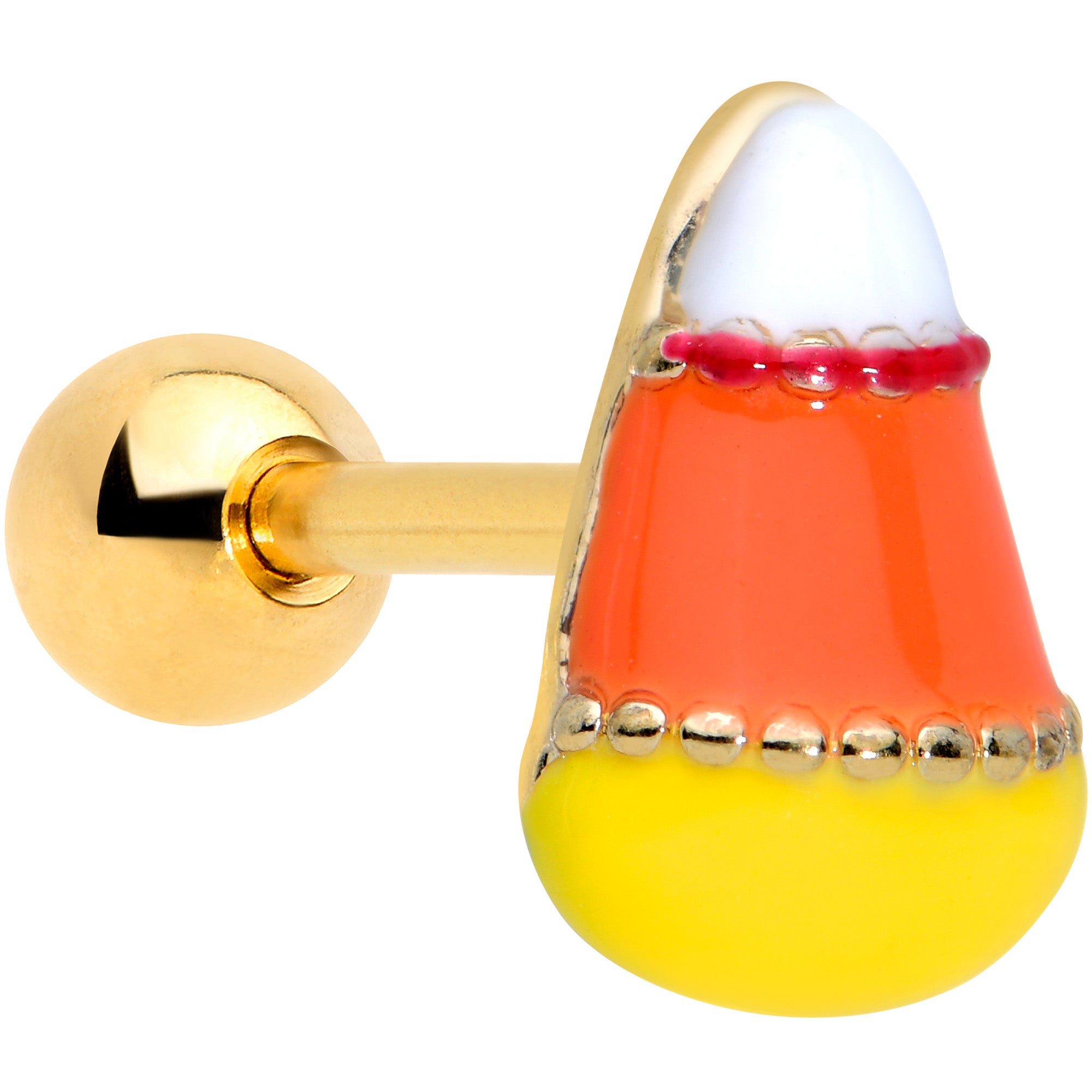 16G 1/4 Gold Tone Candy Corn Halloween Cartilage Tragus Earring