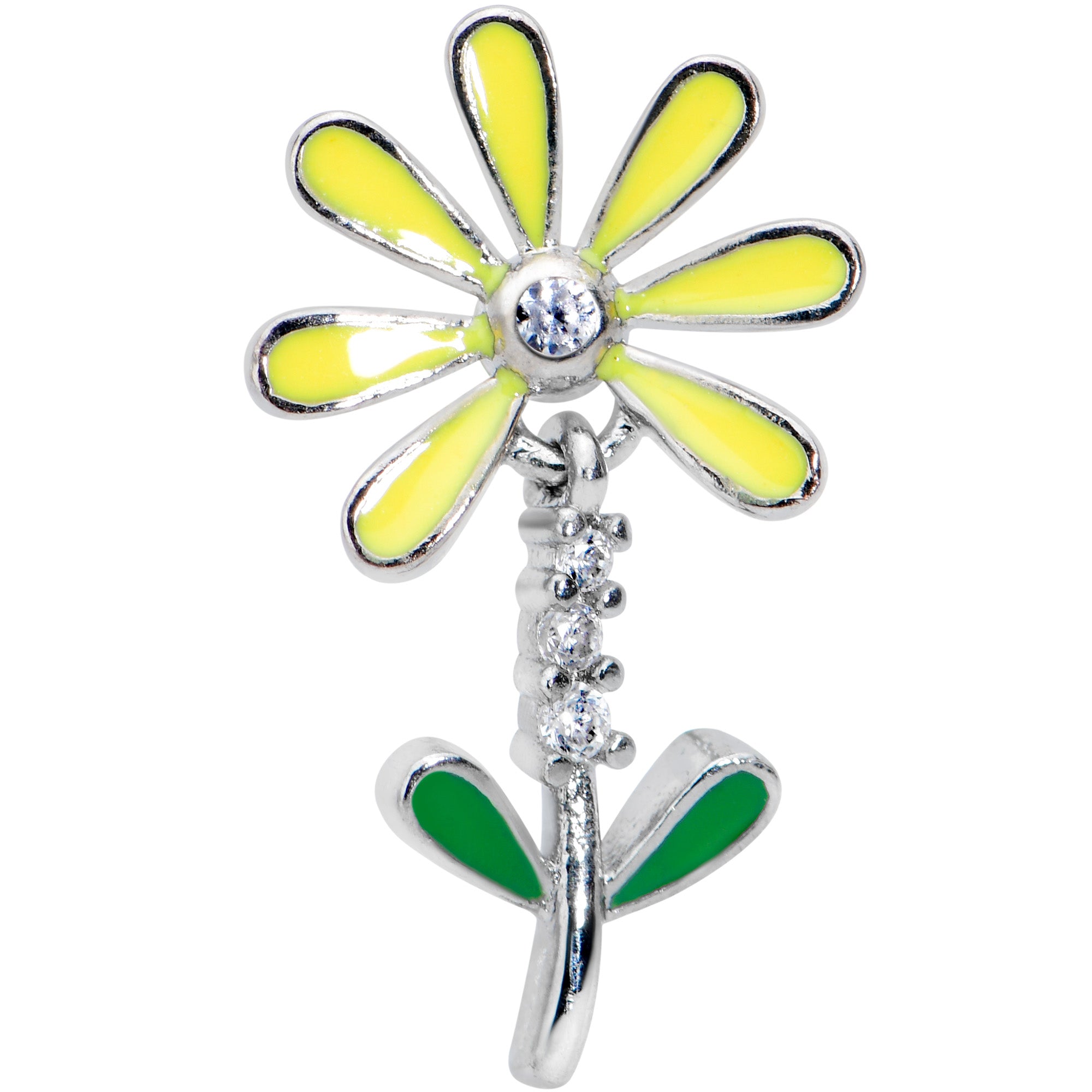 16G 1/4 Clear CZ Gem Whimsy Daisy Flower Dangle Cartilage Tragus