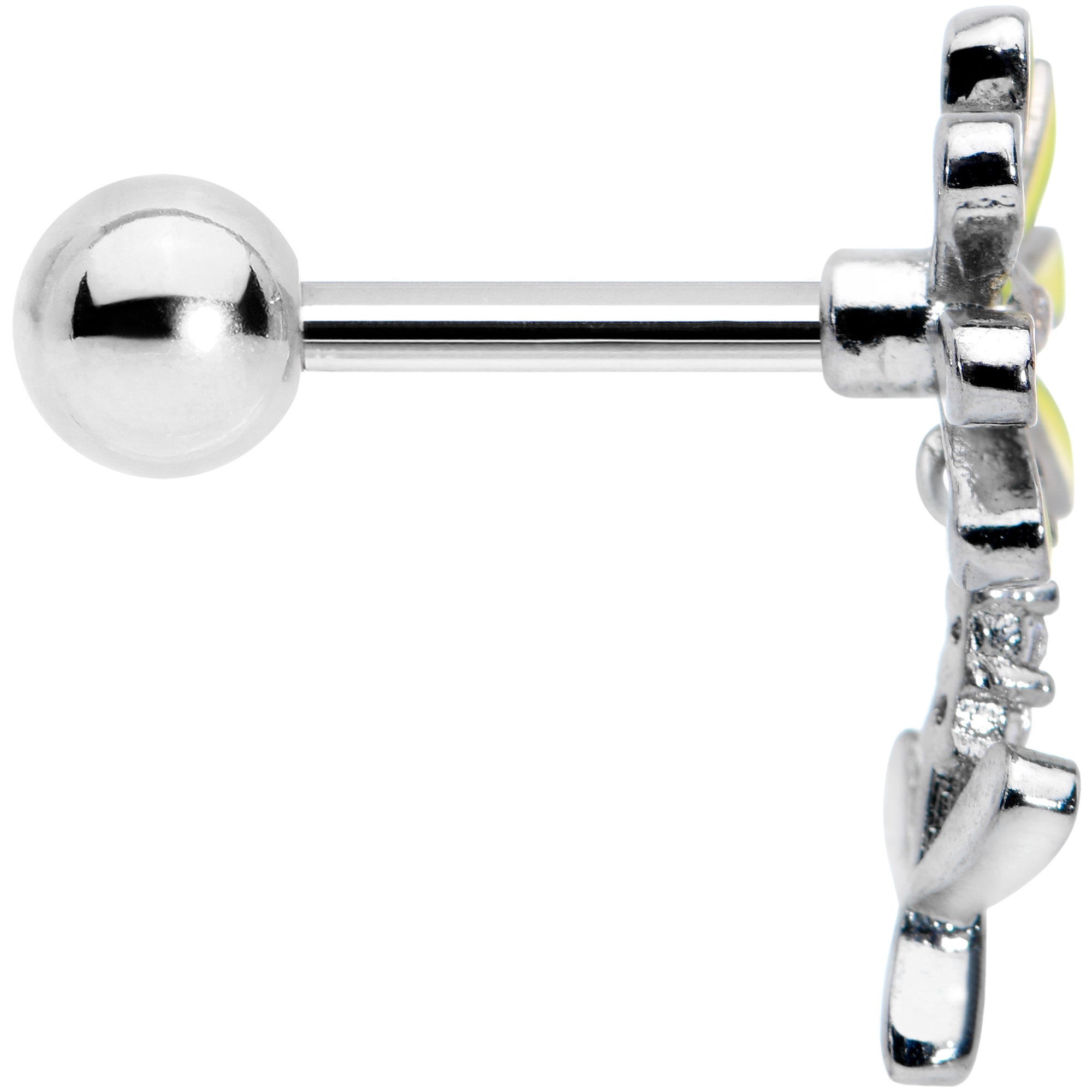 16G 1/4 Clear CZ Gem Whimsy Daisy Flower Dangle Cartilage Tragus