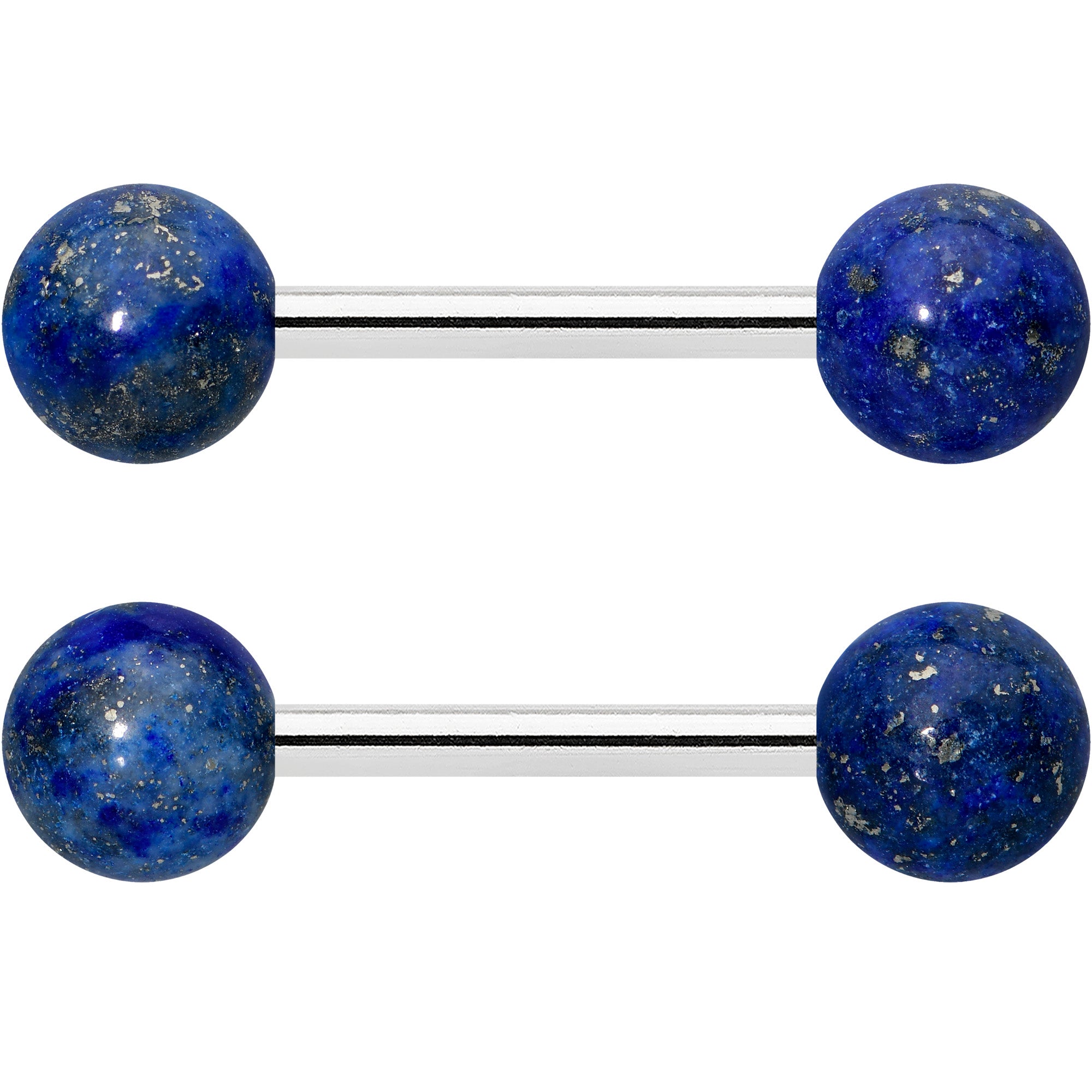 14G 1/2 Elegant Blue Agate Barbell Nipple Ring Set
