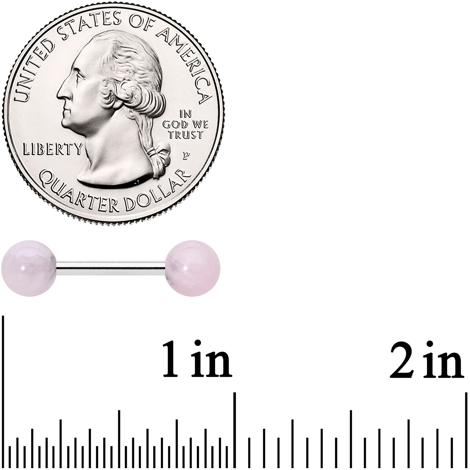 14G 1/2 Elegant Pink Rose Quartz Barbell Nipple Ring Set