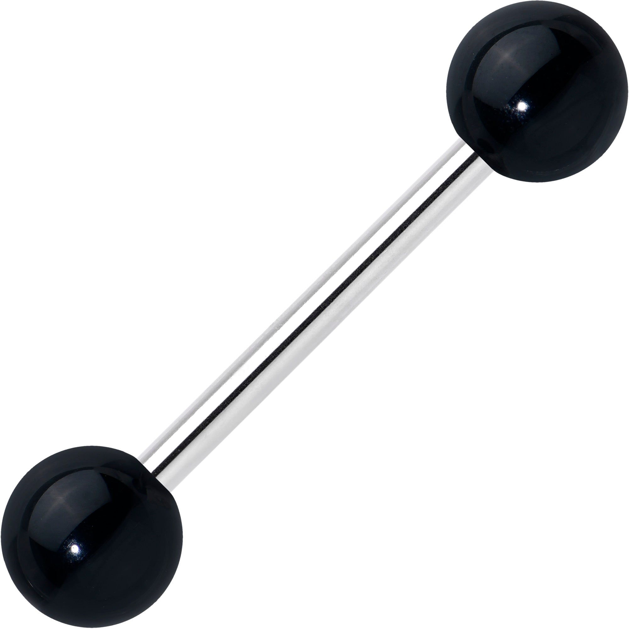 Elegant Black Agate Barbell Tongue Ring