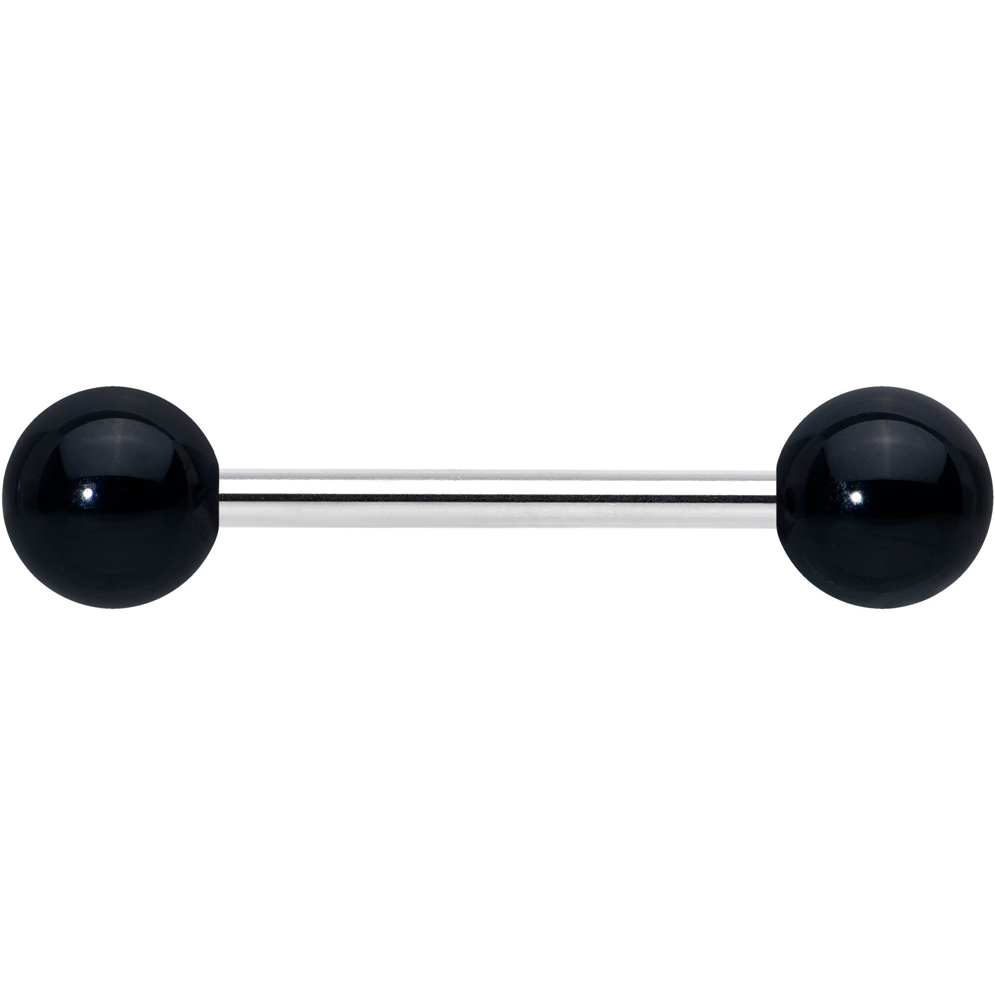 Elegant Black Agate Barbell Tongue Ring