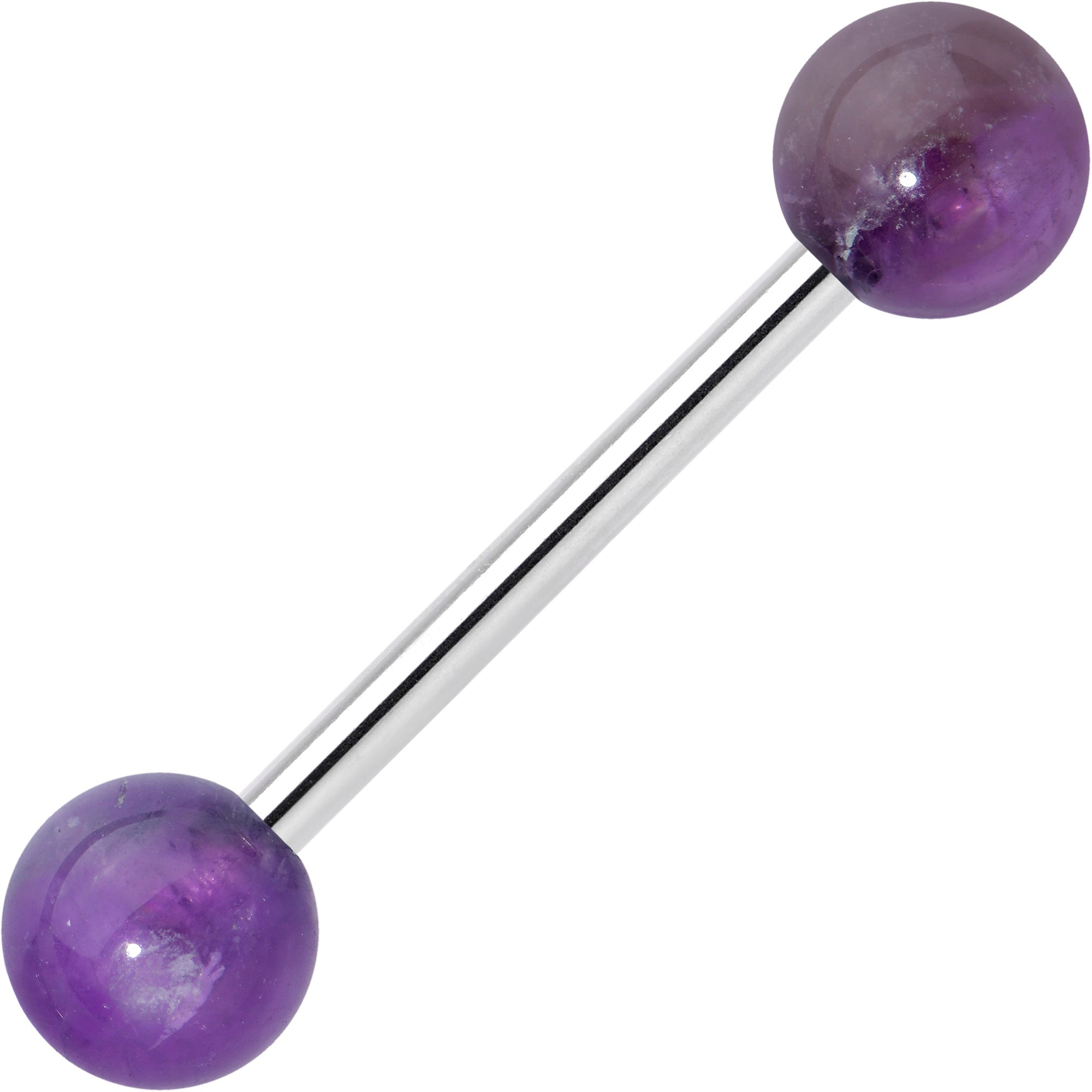 Elegant Purple Amethyst Barbell Tongue Ring