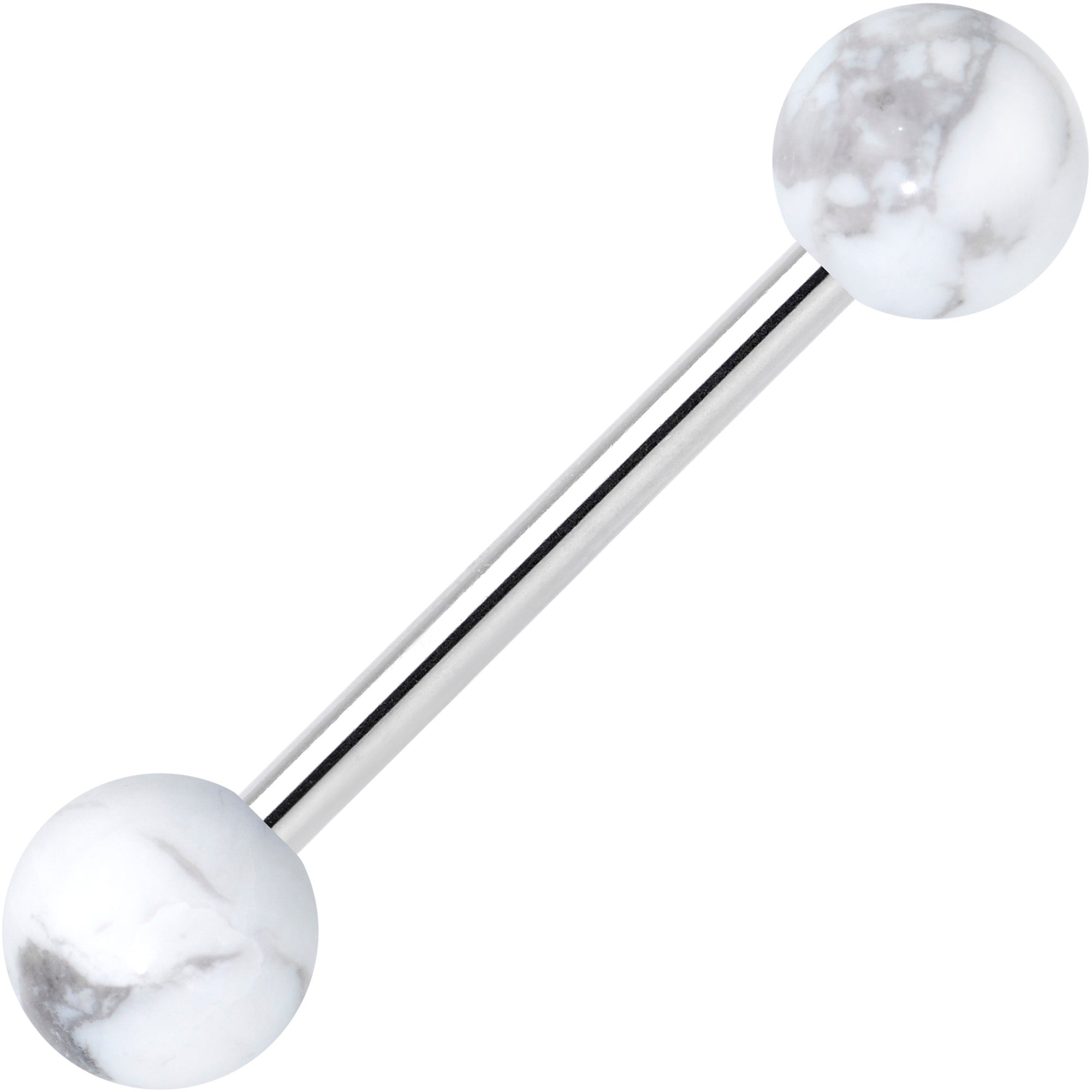 Elegant White Howlite Barbell Tongue Ring