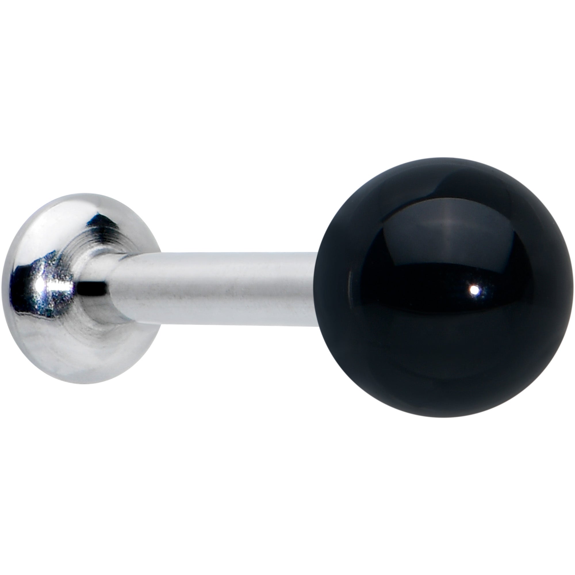 16G 1/4 Elegant Black Agate Internally Threaded Labret Tragus