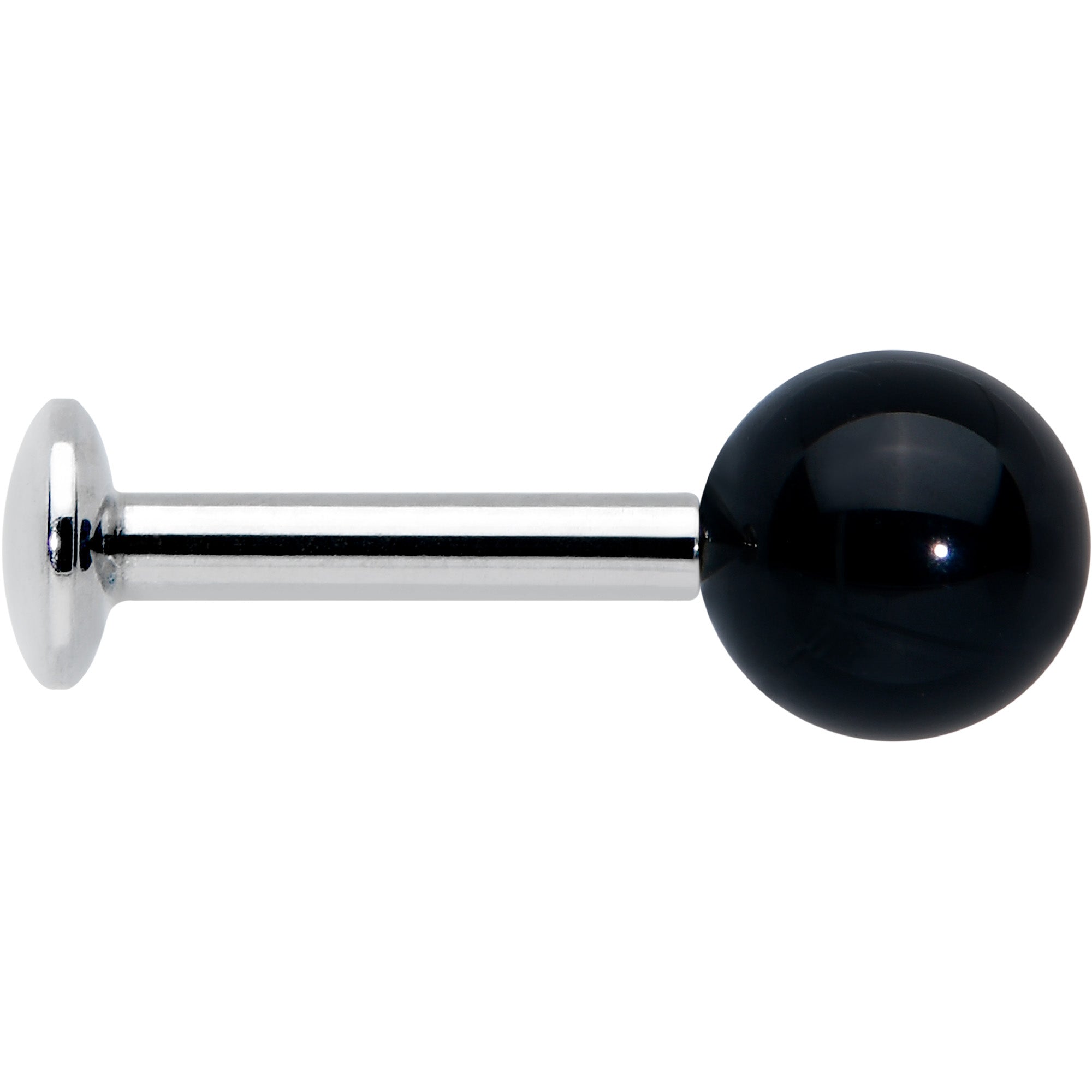 16G 1/4 Elegant Black Agate Internally Threaded Labret Tragus