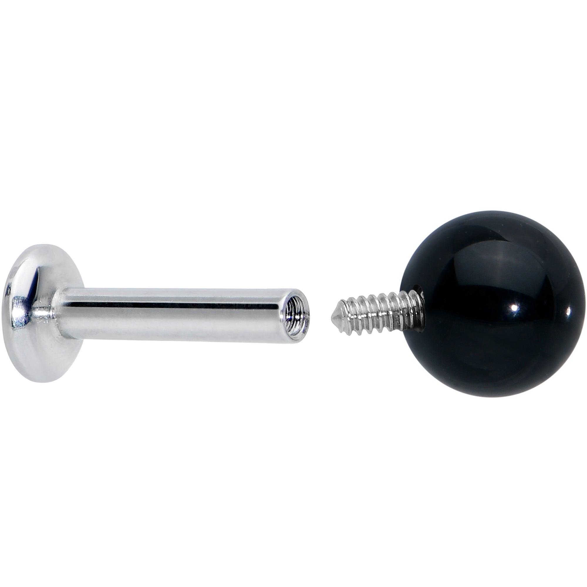 16G 1/4 Elegant Black Agate Internally Threaded Labret Tragus